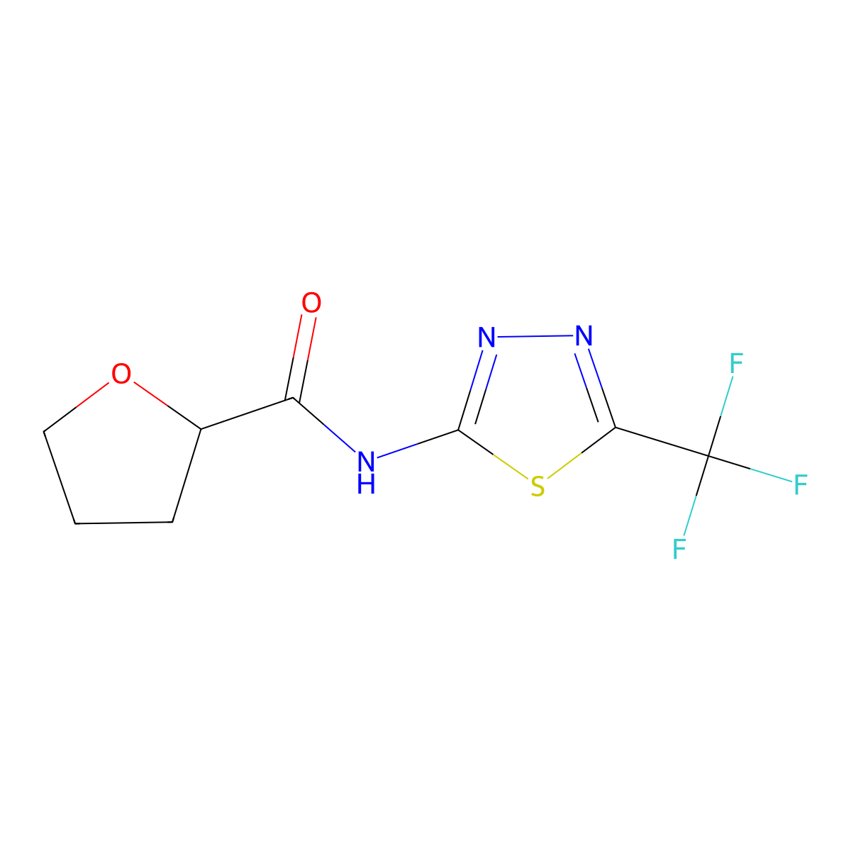 N-[5-(trifluoromethyl)-1,3,4-thiadiazol-2-yl]oxolane-2-carboxamide molecular structure, CAS 600159-98-6