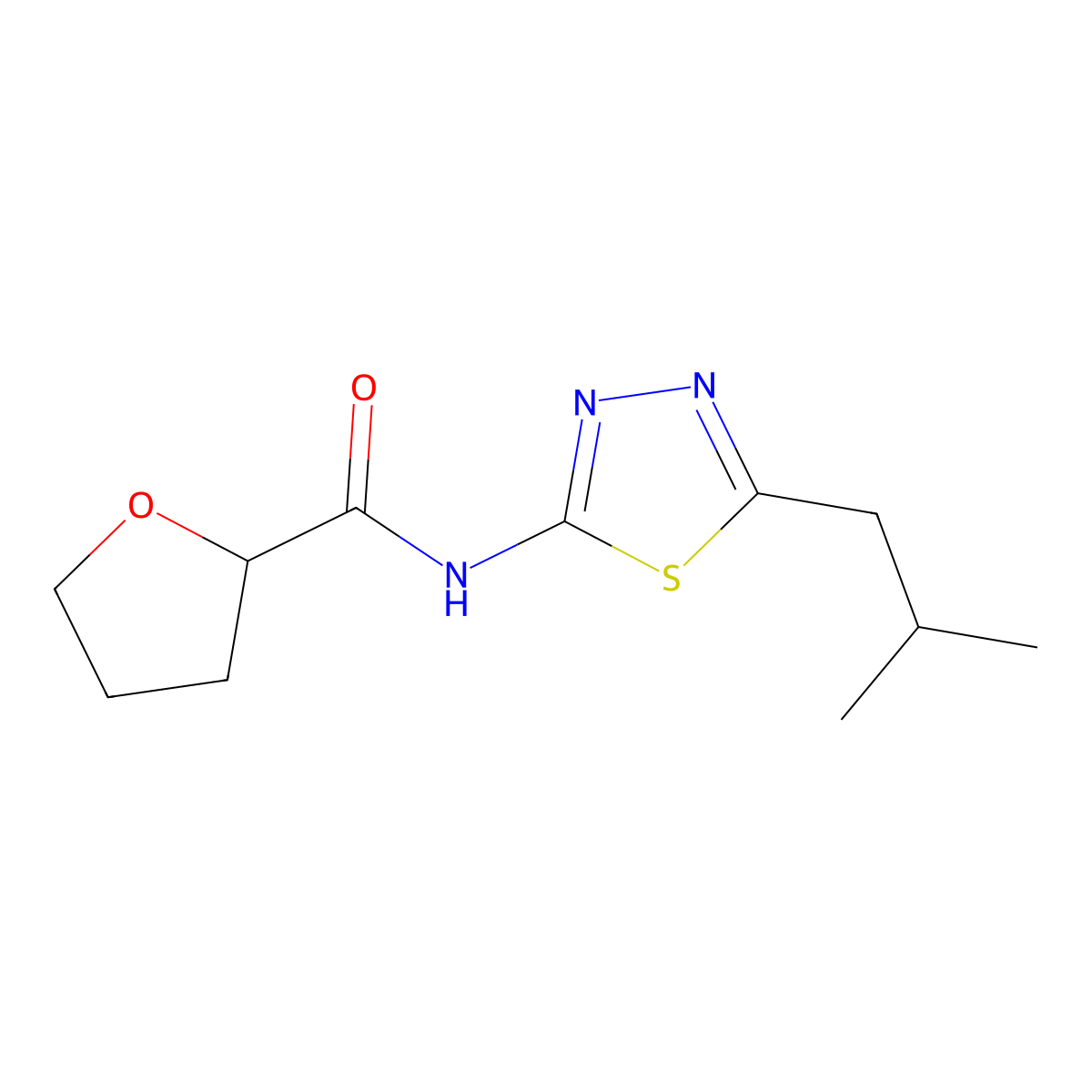 N-(5-Isobutyl-1,3,4-thiadiazol-2-yl)tetrahydrofuran-2-carboxamide molecular structure, CAS 600160-03-0