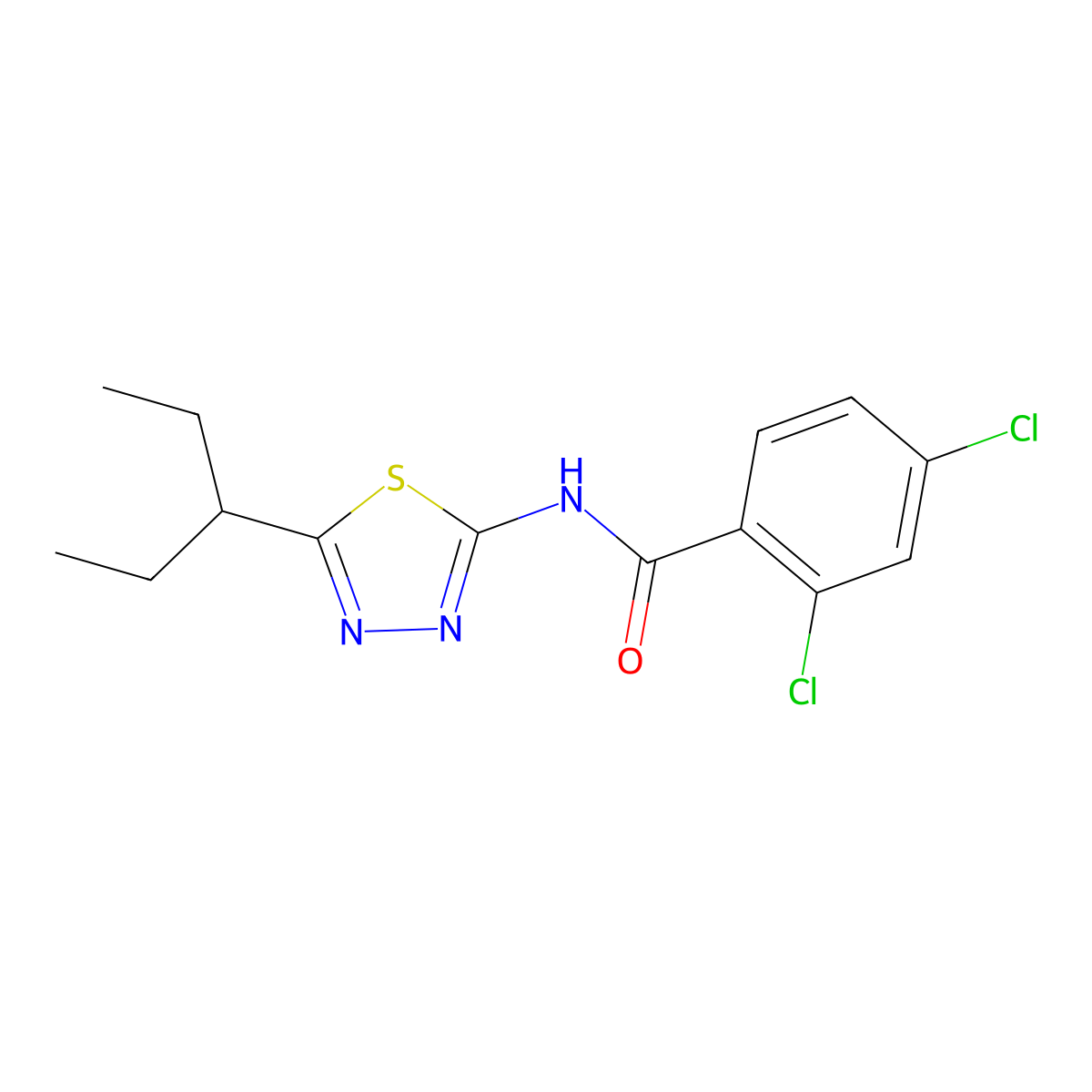 2,4-dichloro-N-(5-pentan-3-yl-1,3,4-thiadiazol-2-yl)benzamide molecular structure, CAS 600160-72-3