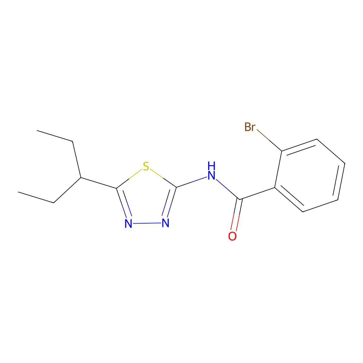 2-bromo-N-(5-pentan-3-yl-1,3,4-thiadiazol-2-yl)benzamide molecular structure, CAS 600160-78-9