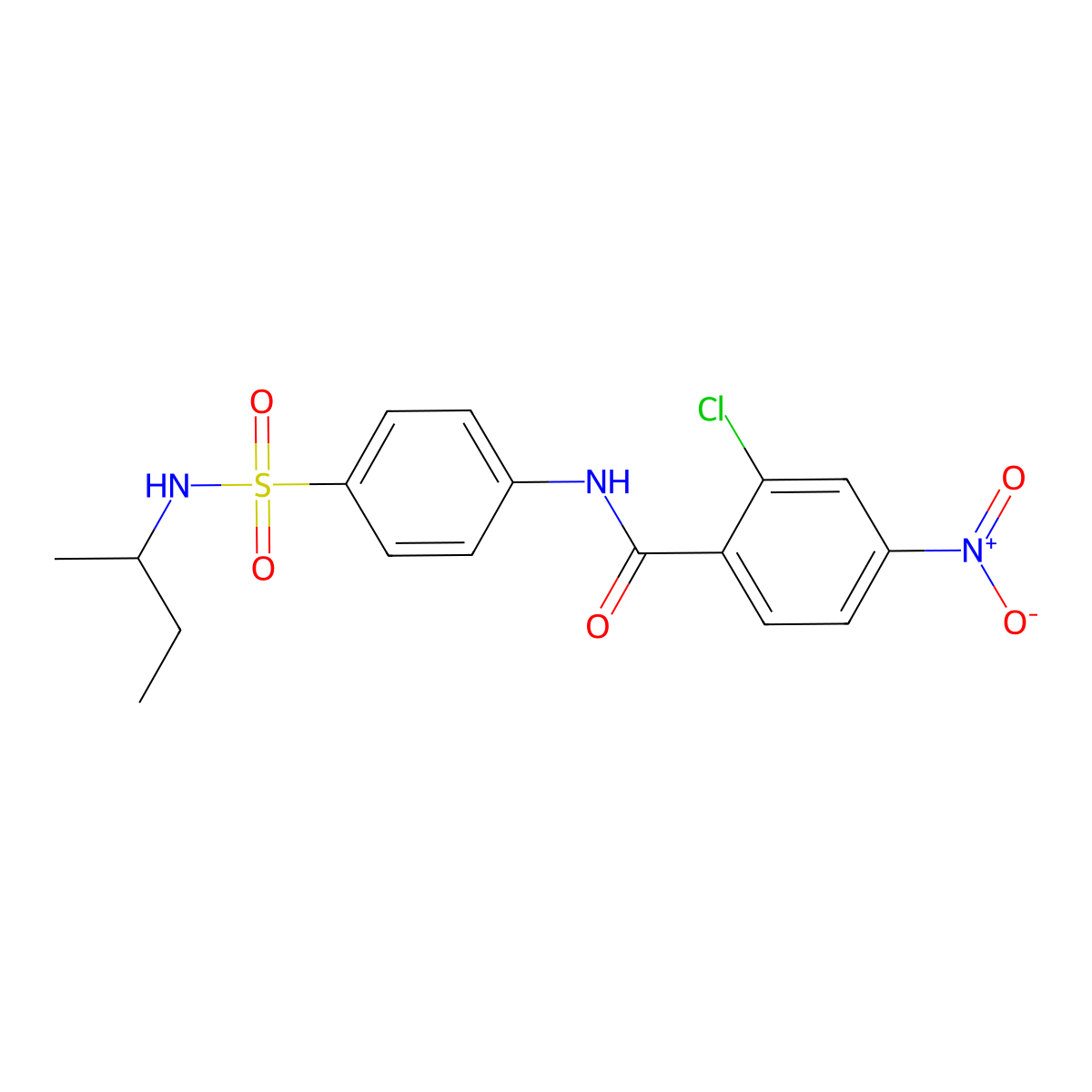 N-[4-(butan-2-ylsulfamoyl)phenyl]-2-chloro-4-nitrobenzamide molecular structure, CAS 600161-01-1
