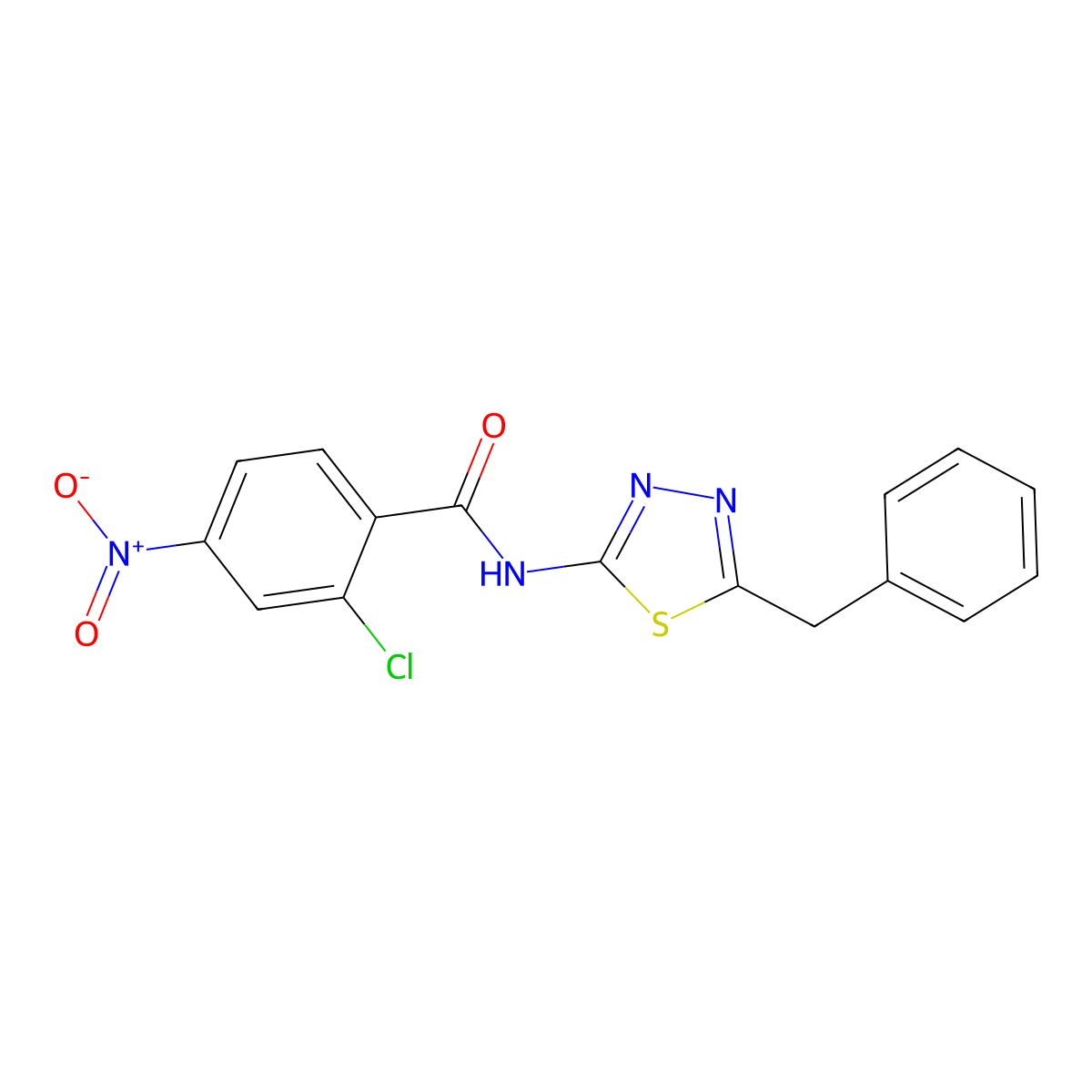 N-(5-benzyl-1,3,4-thiadiazol-2-yl)-2-chloro-4-nitrobenzamide molecular structure, CAS 600161-04-4