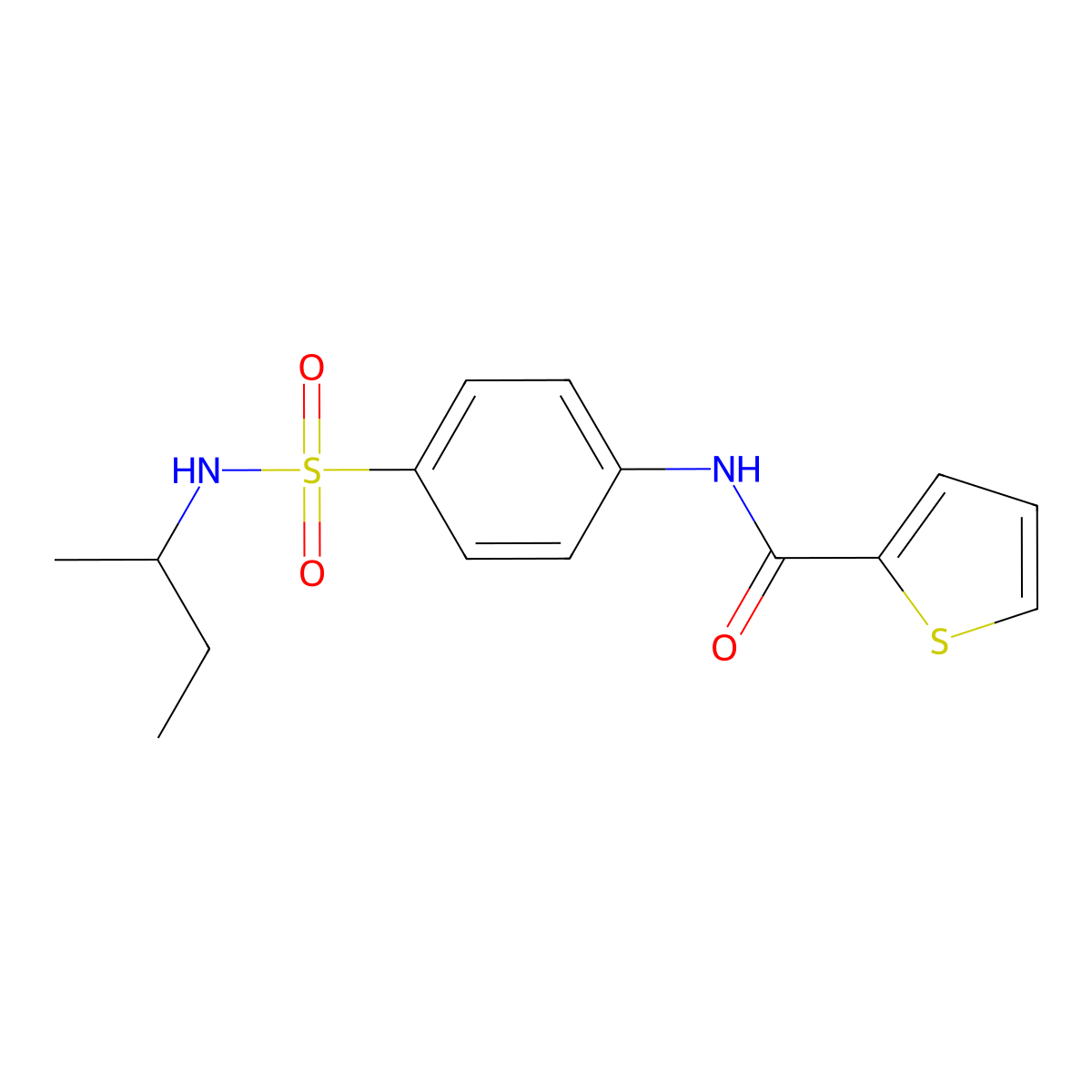 N-[4-(butan-2-ylsulfamoyl)phenyl]thiophene-2-carboxamide molecular structure, CAS 600161-35-1