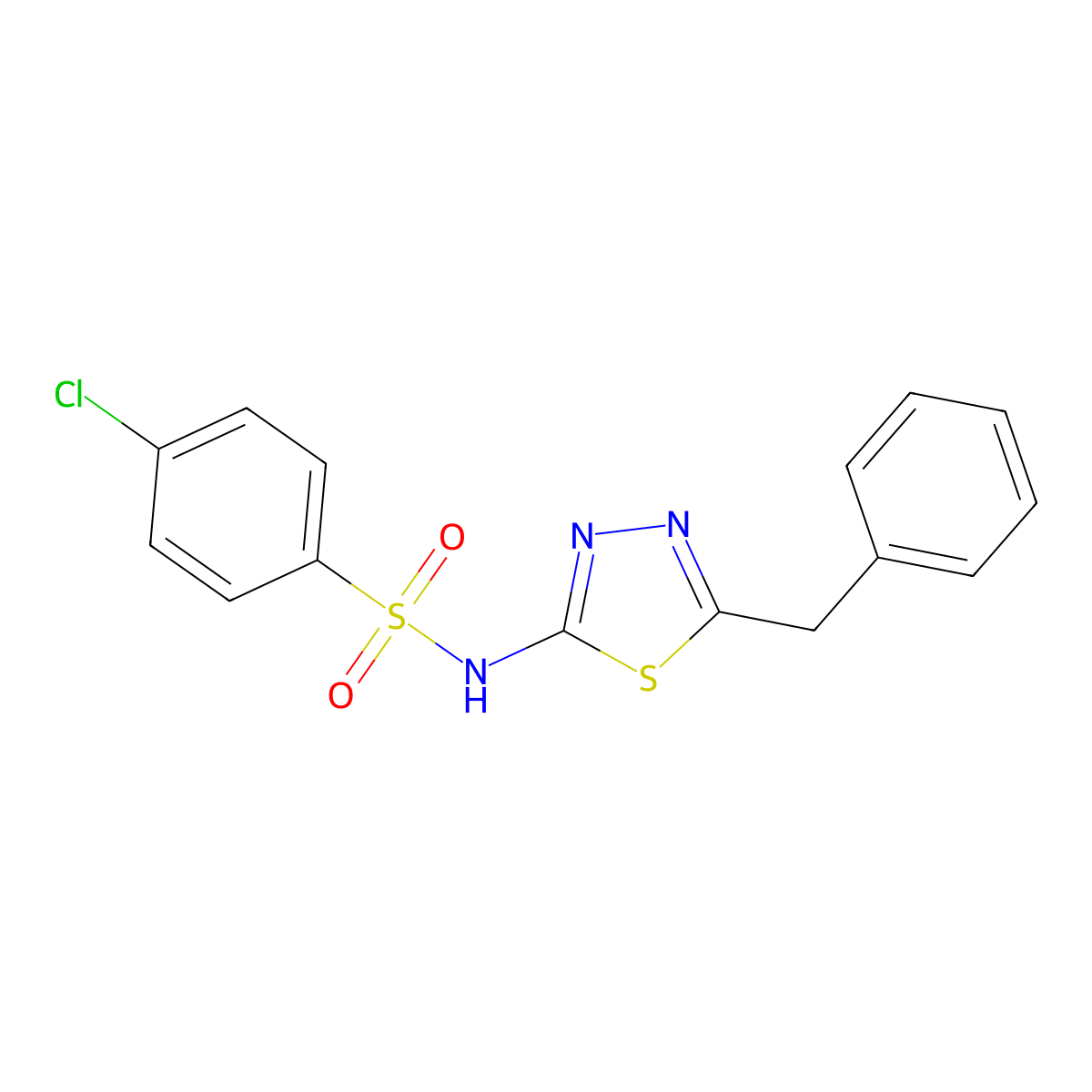 N-(5-benzyl-1,3,4-thiadiazol-2-yl)-4-chlorobenzenesulfonamide molecular structure, CAS 600161-53-3
