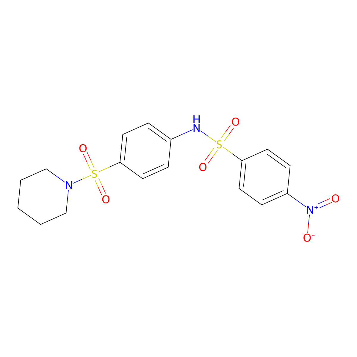 4-nitro-N-(4-piperidin-1-ylsulfonylphenyl)benzenesulfonamide molecular structure, CAS 600161-59-9