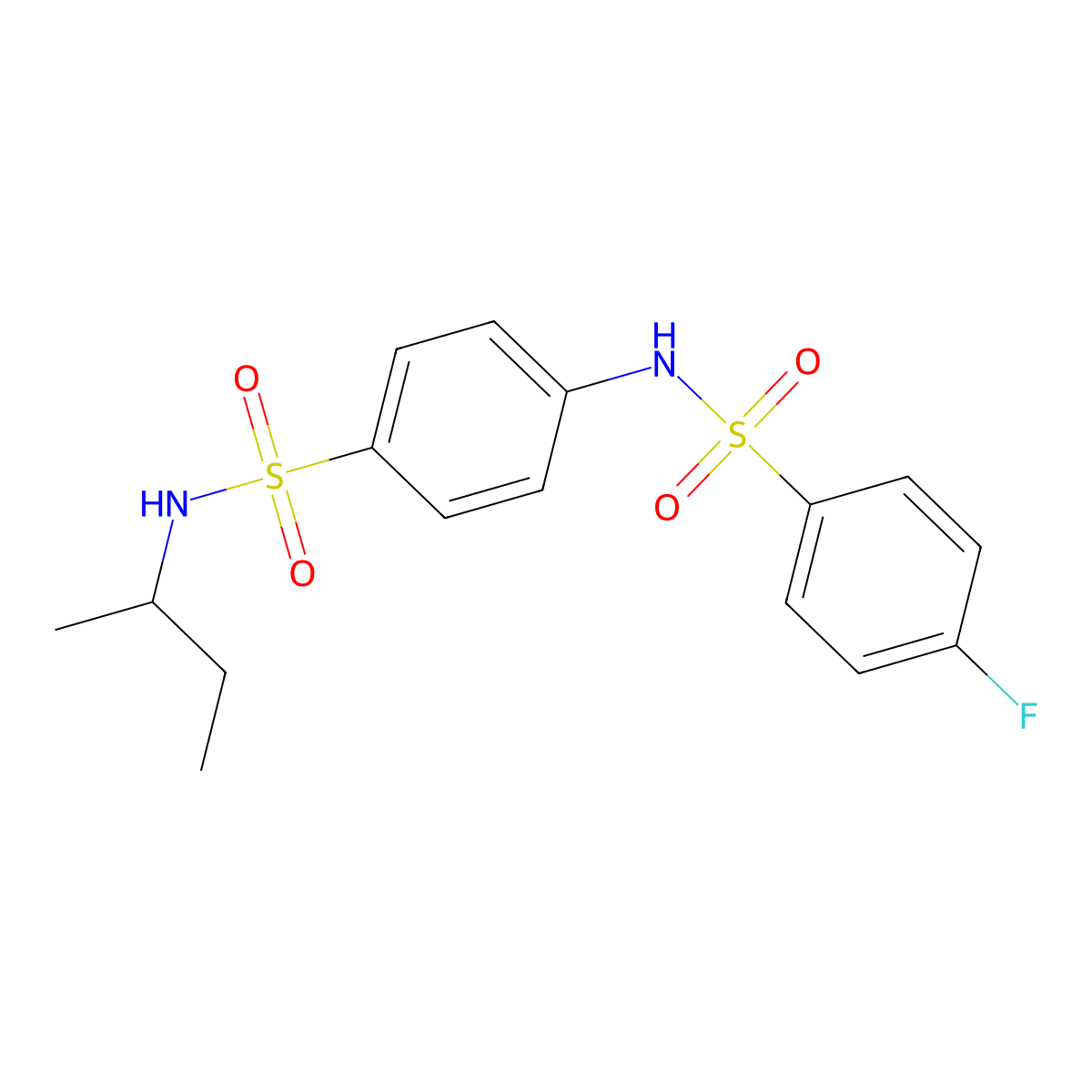 N-butan-2-yl-4-[(4-fluorophenyl)sulfonylamino]benzenesulfonamide molecular structure, CAS 600162-10-5