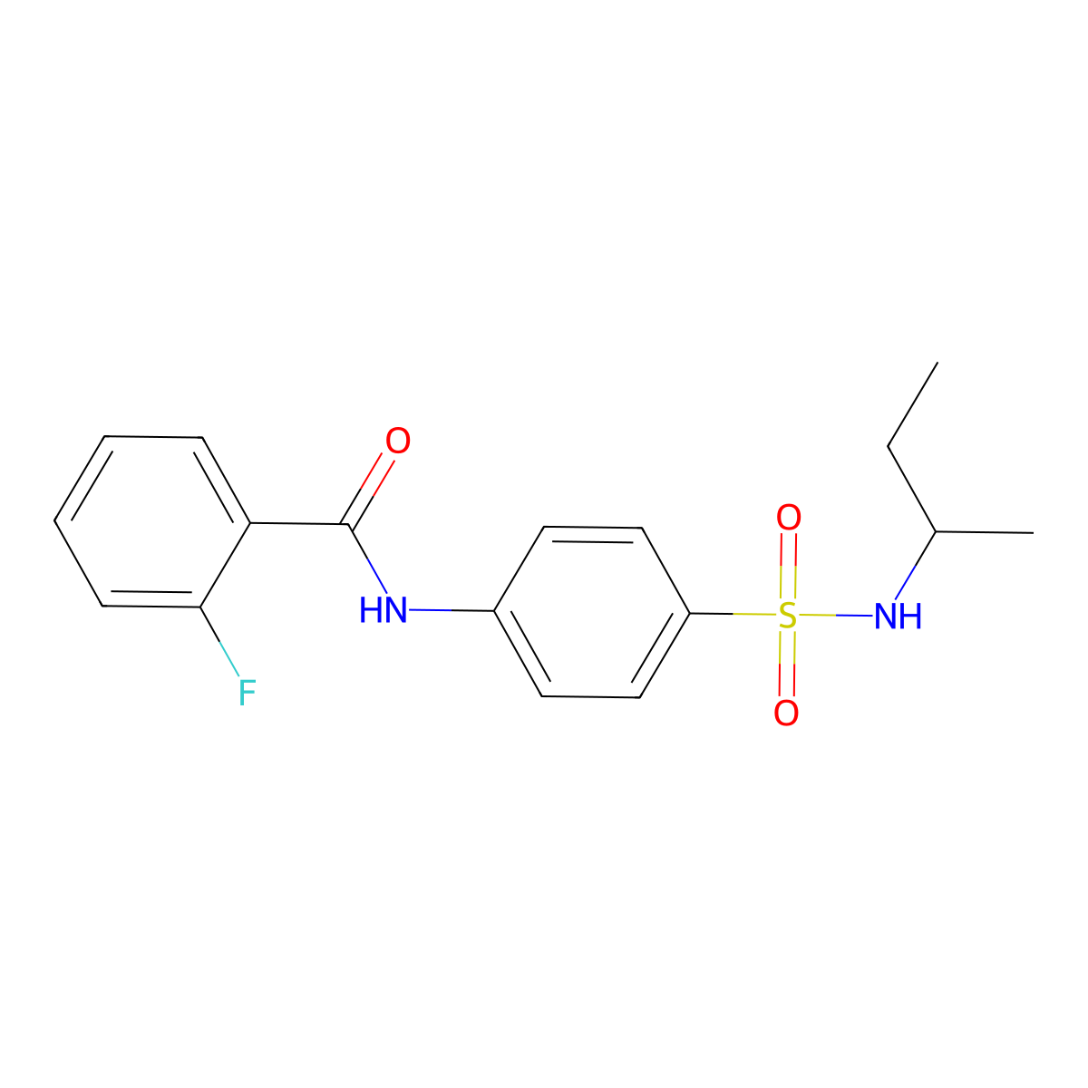 N-[4-(butan-2-ylsulfamoyl)phenyl]-2-fluorobenzamide molecular structure, CAS 600162-51-4