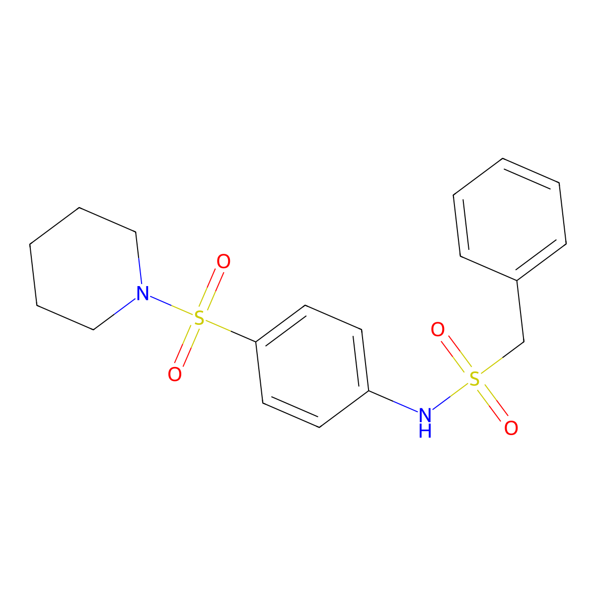 1-phenyl-N-(4-piperidin-1-ylsulfonylphenyl)methanesulfonamide molecular structure, CAS 600162-56-9