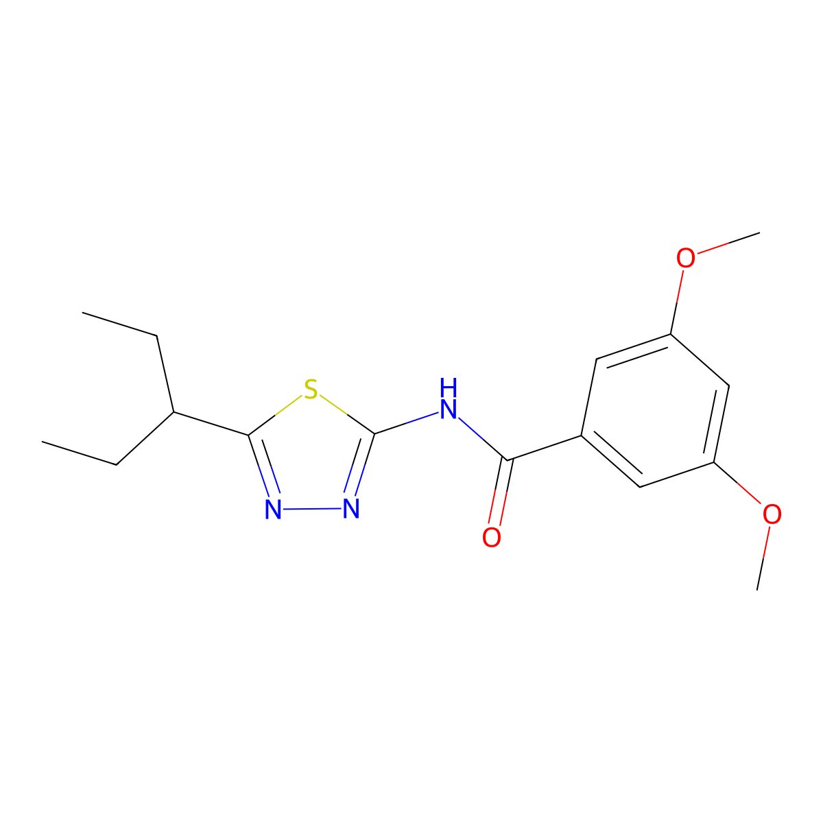 3,5-dimethoxy-N-(5-pentan-3-yl-1,3,4-thiadiazol-2-yl)benzamide molecular structure, CAS 600163-46-0