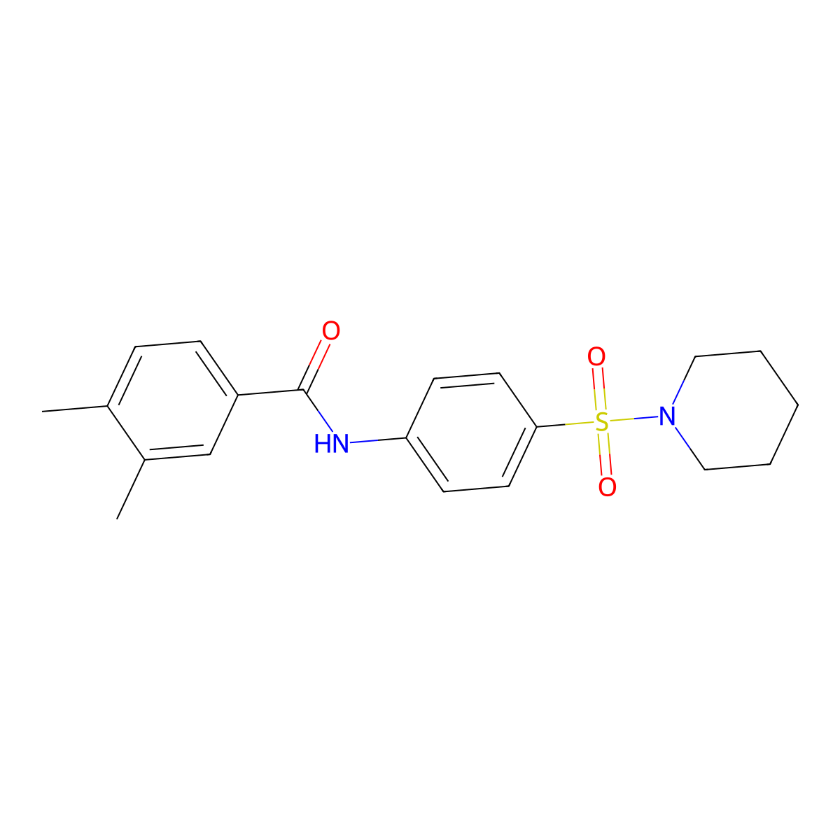 3,4-dimethyl-N-(4-piperidin-1-ylsulfonylphenyl)benzamide molecular structure, CAS 600163-47-1