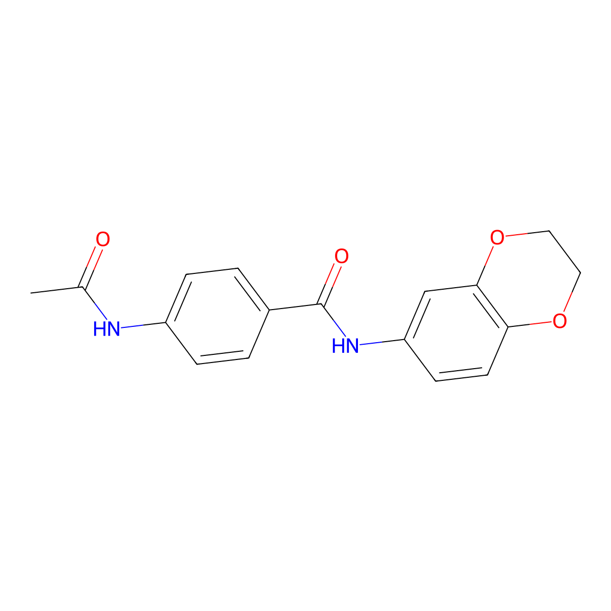 4-acetamido-N-(2,3-dihydro-1,4-benzodioxin-6-yl)benzamide molecular structure, CAS 600164-11-2