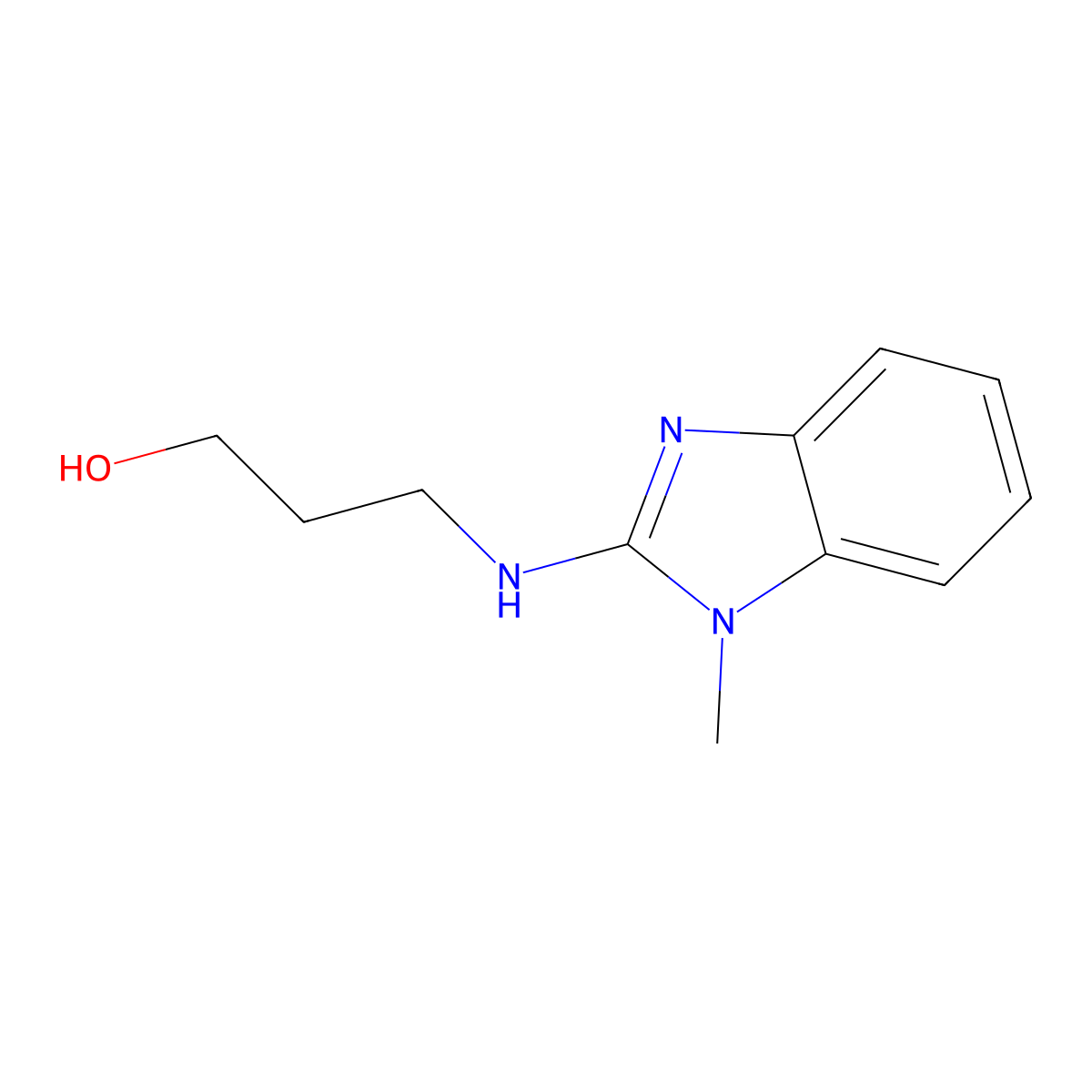 3-[(1-methyl-1H-1,3-benzodiazol-2-yl)amino]propan-1-ol molecular structure, CAS 600180-33-4