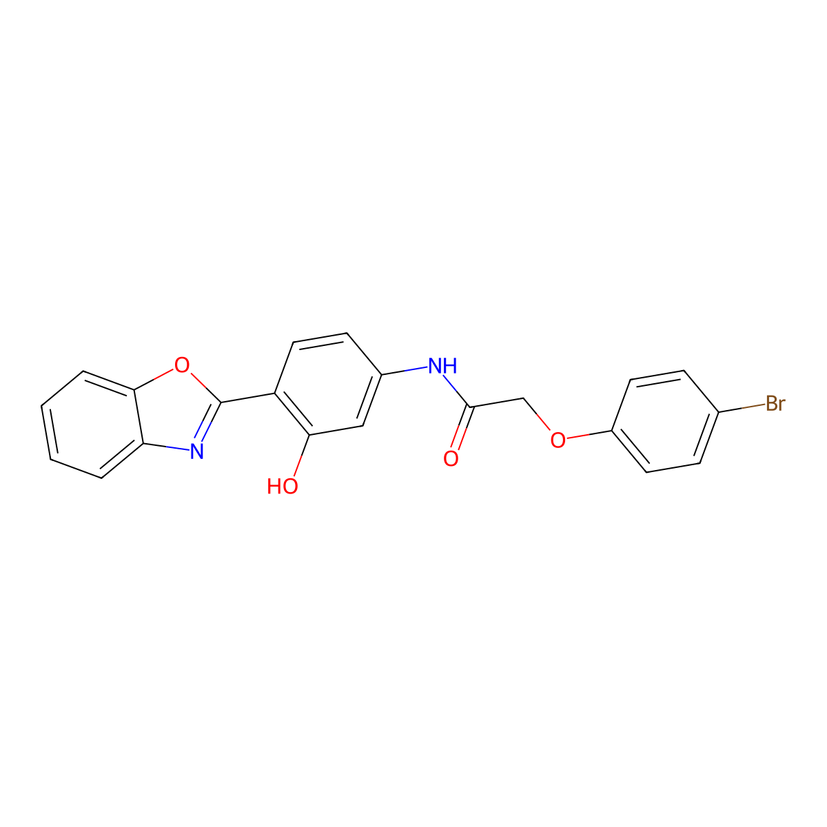 N-[4-(1,3-benzoxazol-2-yl)-3-hydroxyphenyl]-2-(4-bromophenoxy)acetamide molecular structure, CAS 6002-22-8