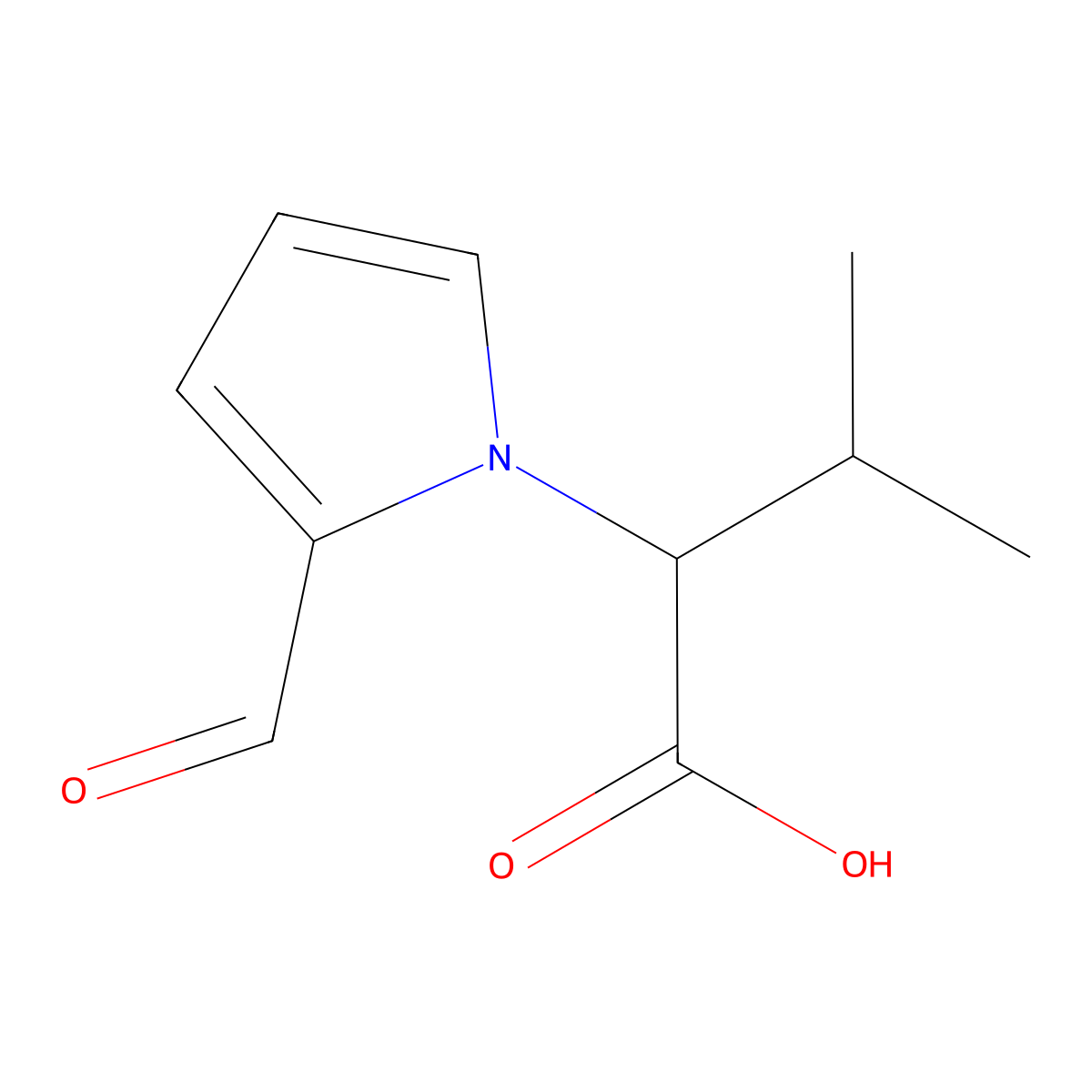 2-(2-formyl-1H-pyrrol-1-yl)-3-methylbutanoic acid molecular structure, CAS 60026-07-5