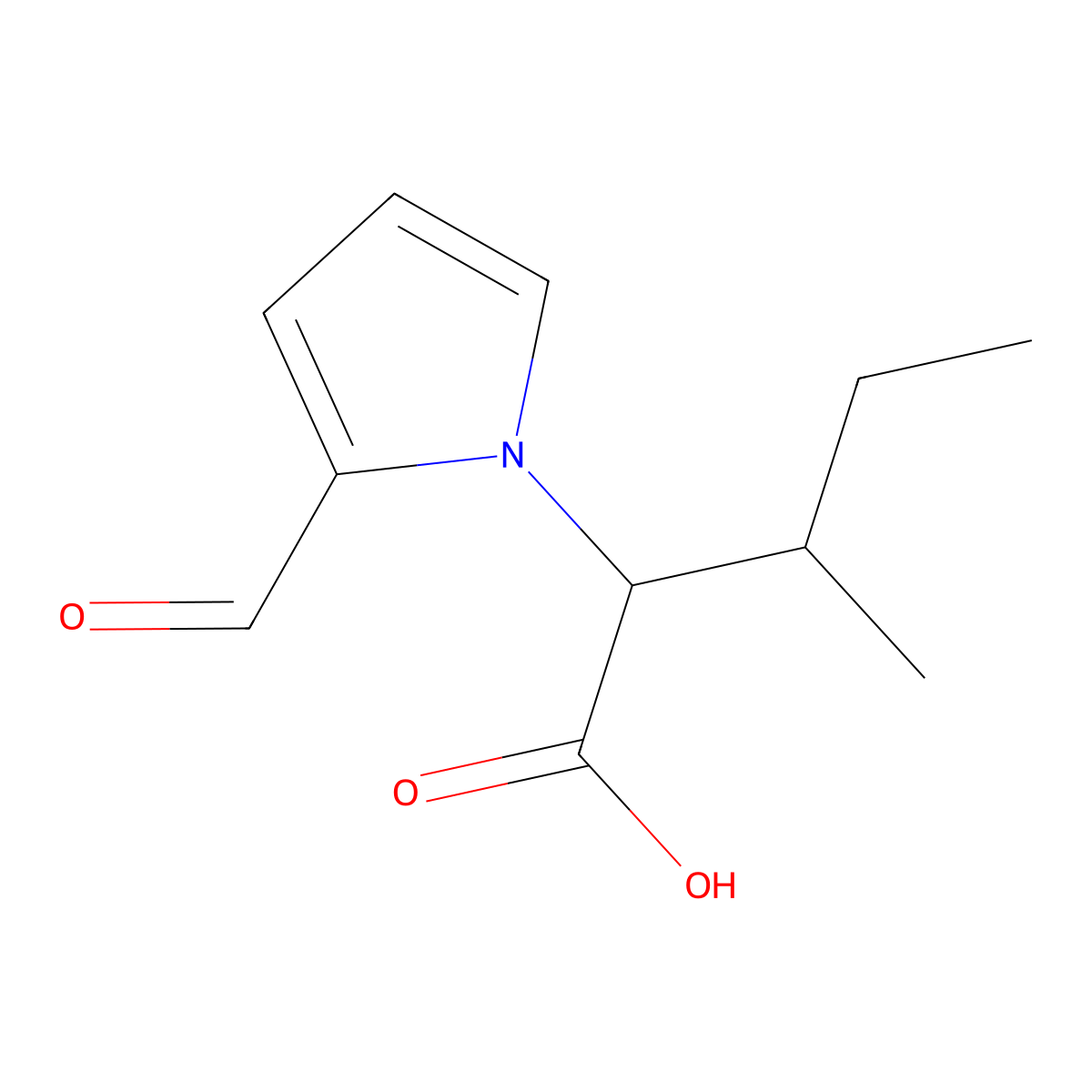 2-(2-formyl-1H-pyrrol-1-yl)-3-methylpentanoic acid molecular structure, CAS 60026-08-6