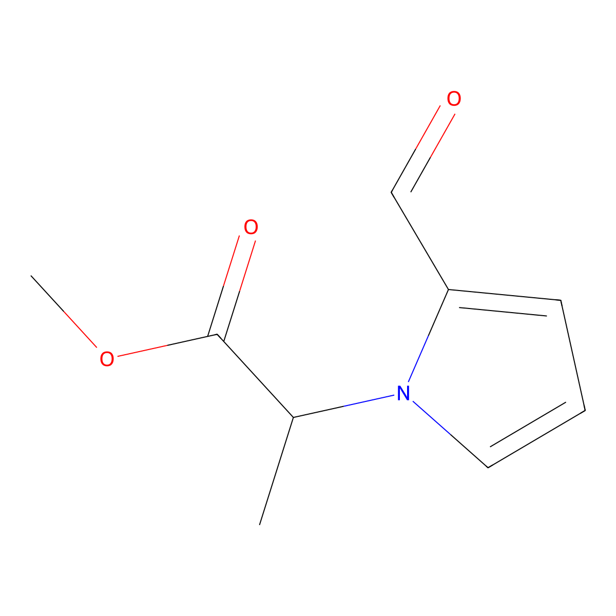 methyl 2-(2-formyl-1H-pyrrol-1-yl)propanoate molecular structure, CAS 60026-29-1