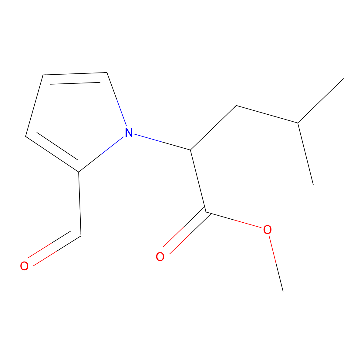 methyl 2-(2-formyl-1H-pyrrol-1-yl)-4-methylpentanoate molecular structure, CAS 60026-32-6