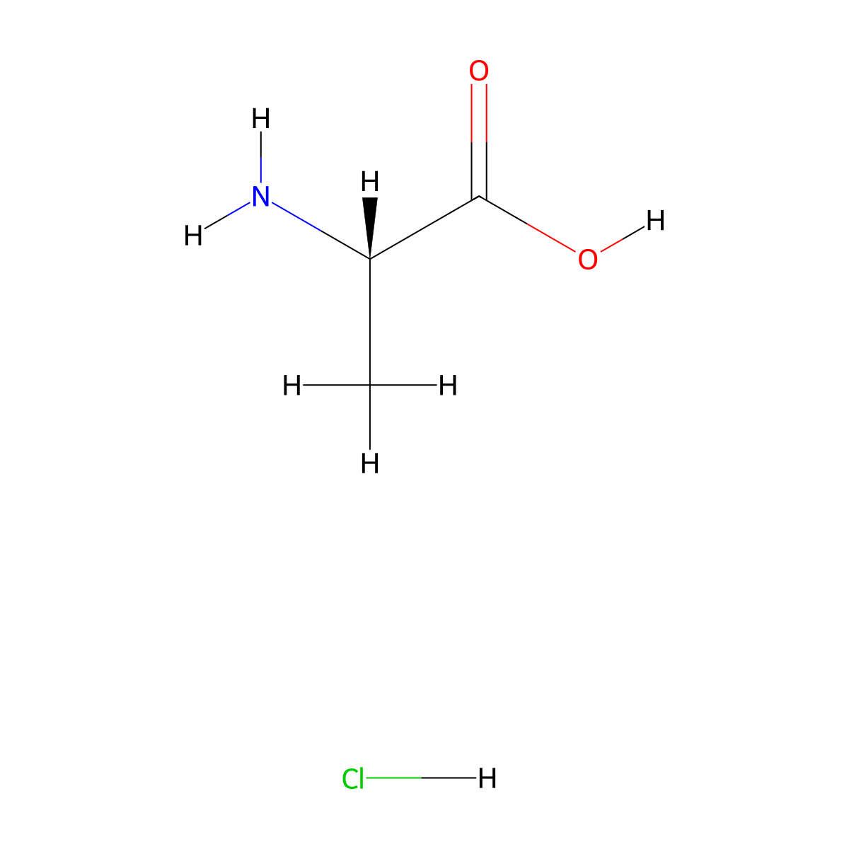 L-alanine hydrochloride molecular structure, CAS 6003-05-0