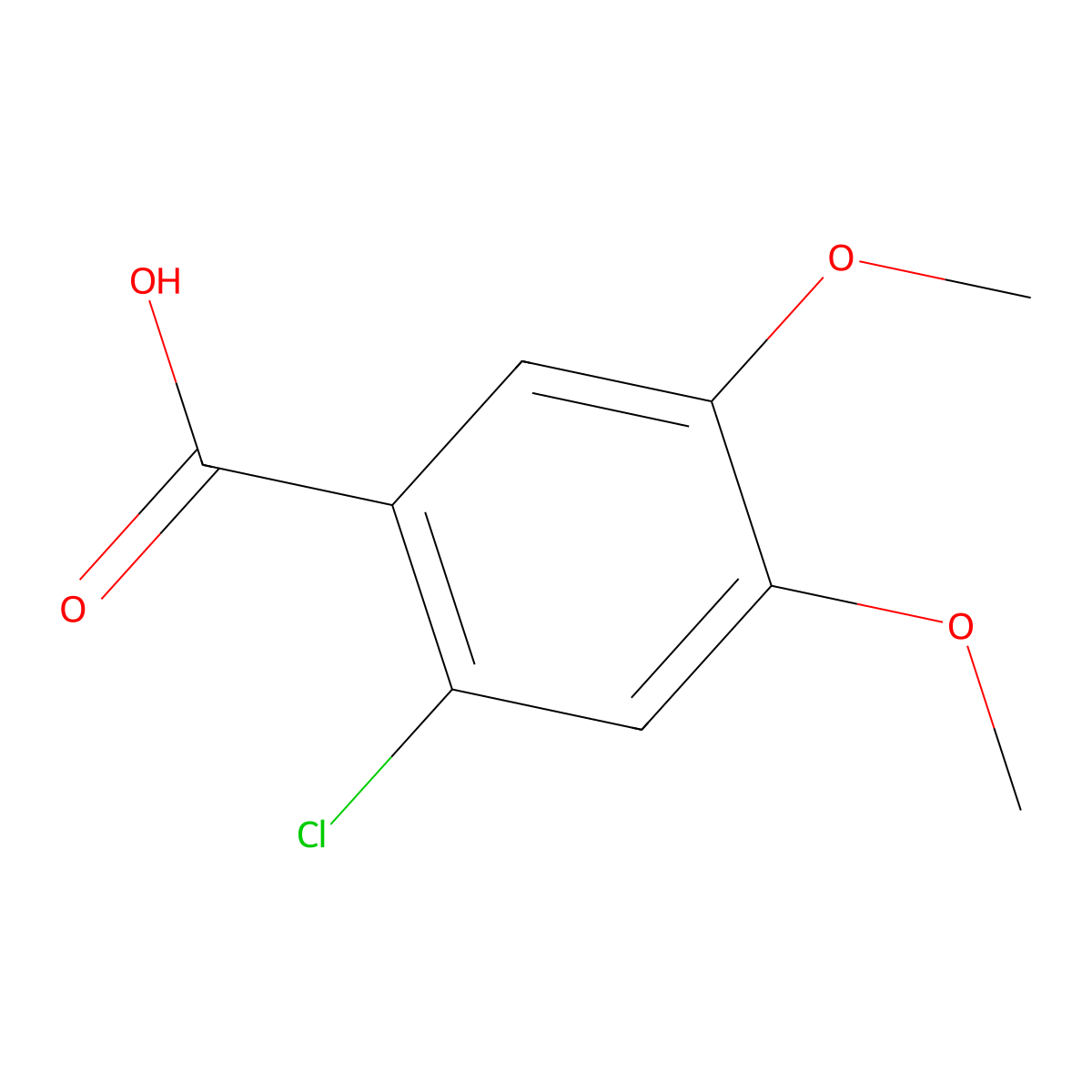 2-Chloro-4,5-dimethoxybenzoic acid molecular structure, CAS 60032-95-3