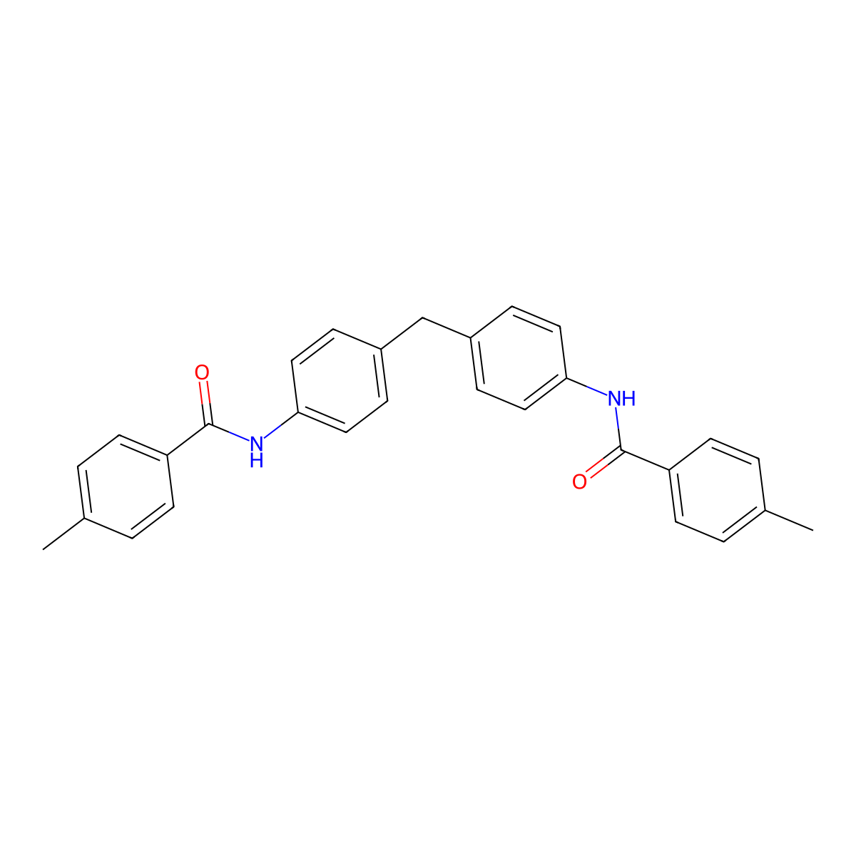 4-methyl-N-[4-[[4-[(4-methylbenzoyl)amino]phenyl]methyl]phenyl]benzamide molecular structure, CAS 60034-97-1