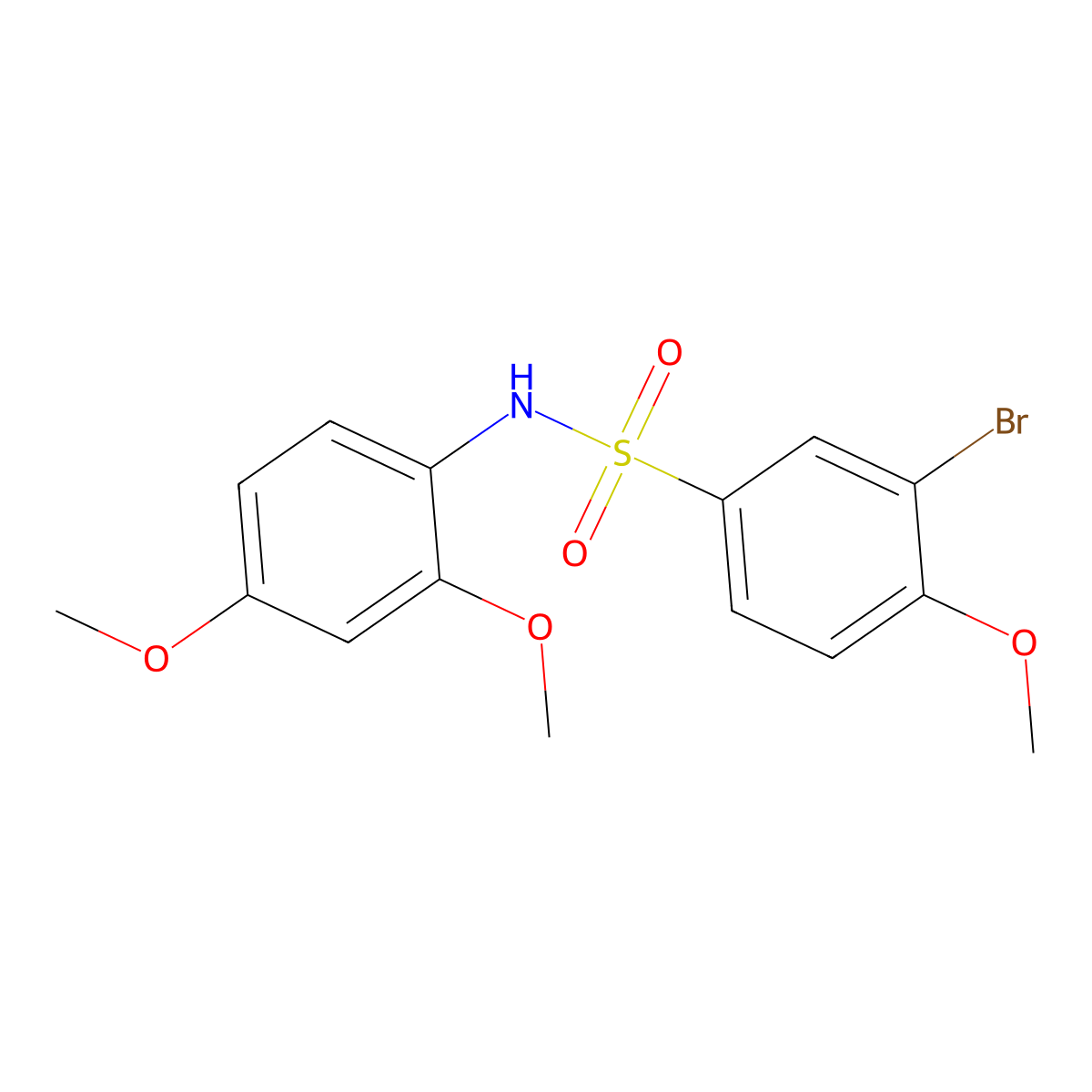 3-bromo-N-(2,4-dimethoxyphenyl)-4-methoxybenzenesulfonamide molecular structure, CAS 6004-39-3