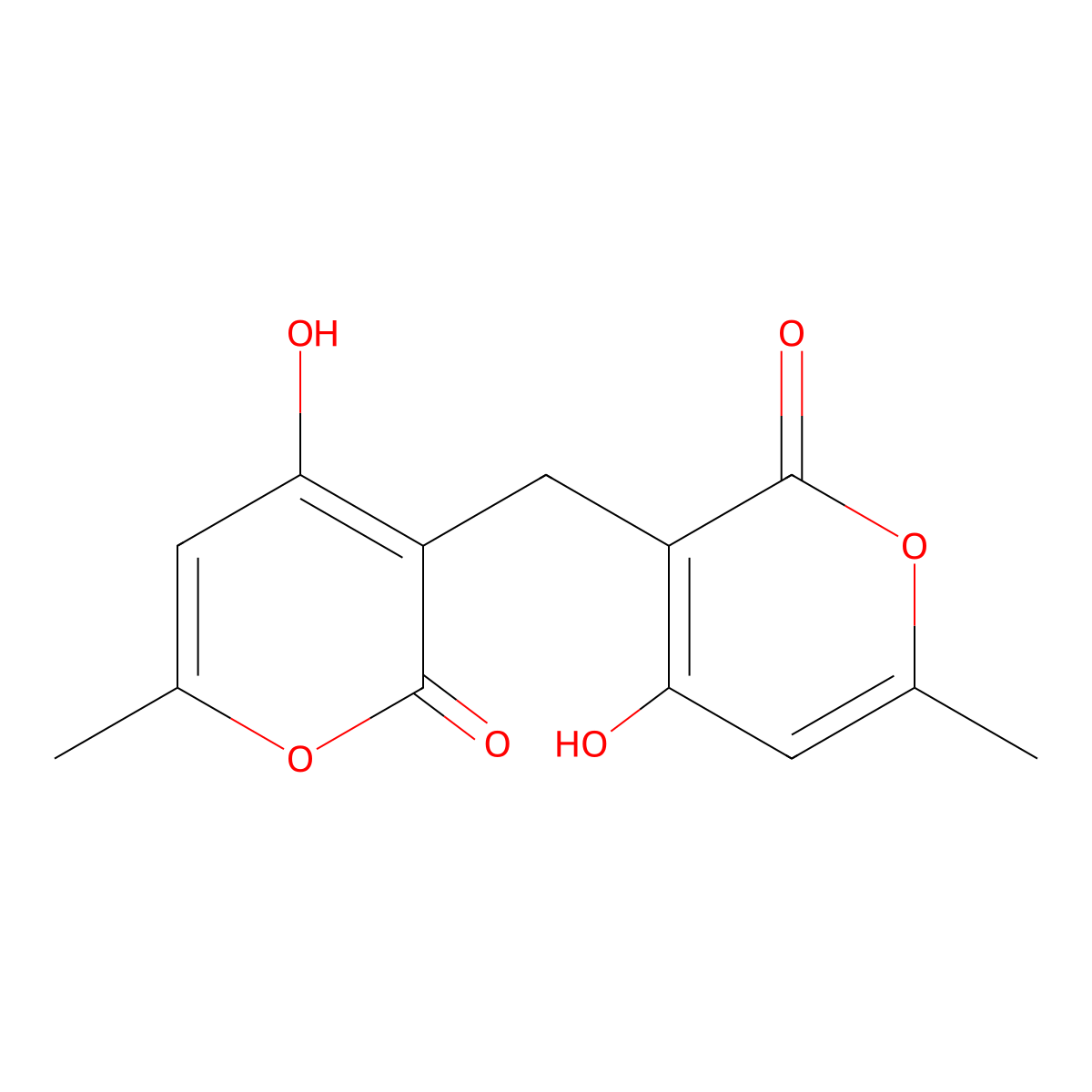 3,3'-Methylenebis(4-hydroxy-6-methyl-2H-pyran-2-one) molecular structure, CAS 60045-30-9