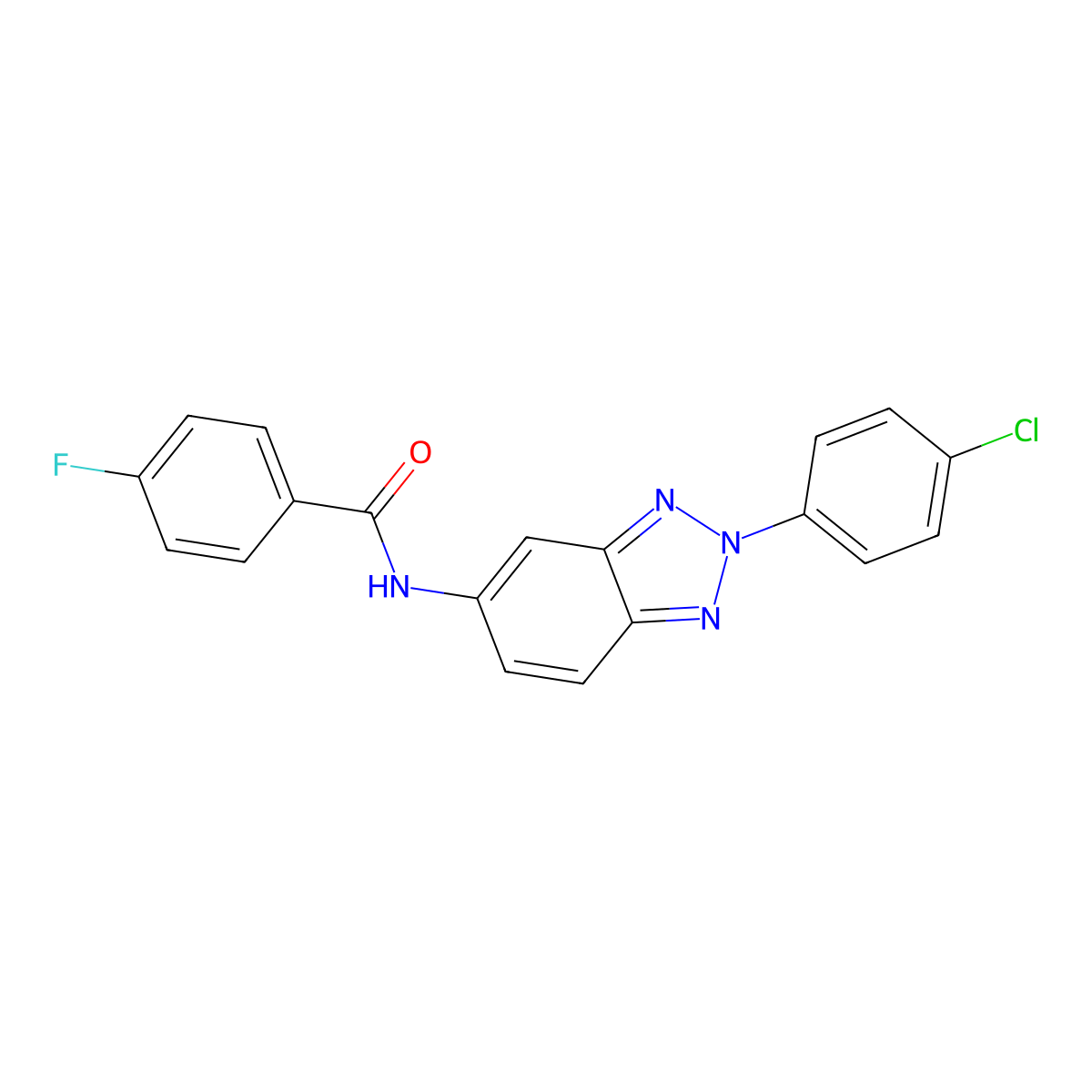 N-[2-(4-chlorophenyl)benzotriazol-5-yl]-4-fluorobenzamide molecular structure, CAS 6005-31-8