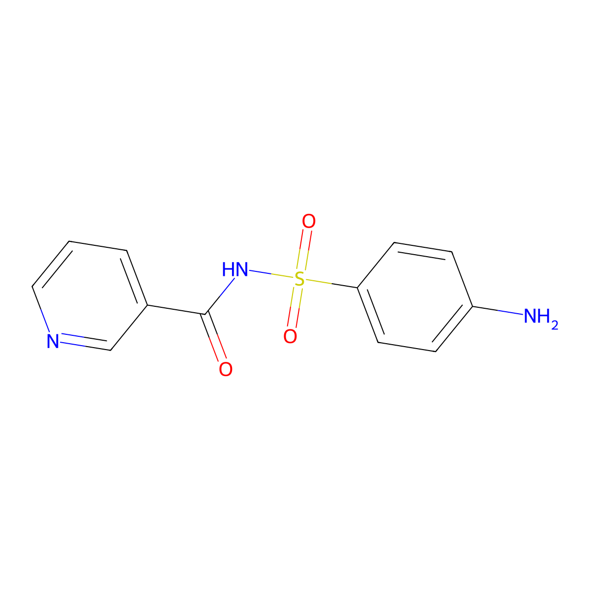 N-(4-aminobenzenesulfonyl)pyridine-3-carboxamide molecular structure, CAS 6005-34-1