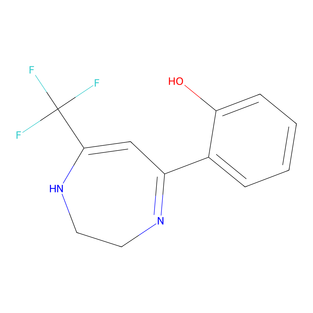 2-[7-(Trifluoromethyl)-2,3-dihydro-1H-1,4-diazepin-5-yl]phenol molecular structure, CAS 6005-45-4