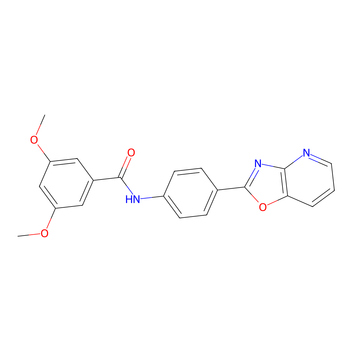 3,5-dimethoxy-N-[4-([1,3]oxazolo[4,5-b]pyridin-2-yl)phenyl]benzamide molecular structure, CAS 6005-63-6