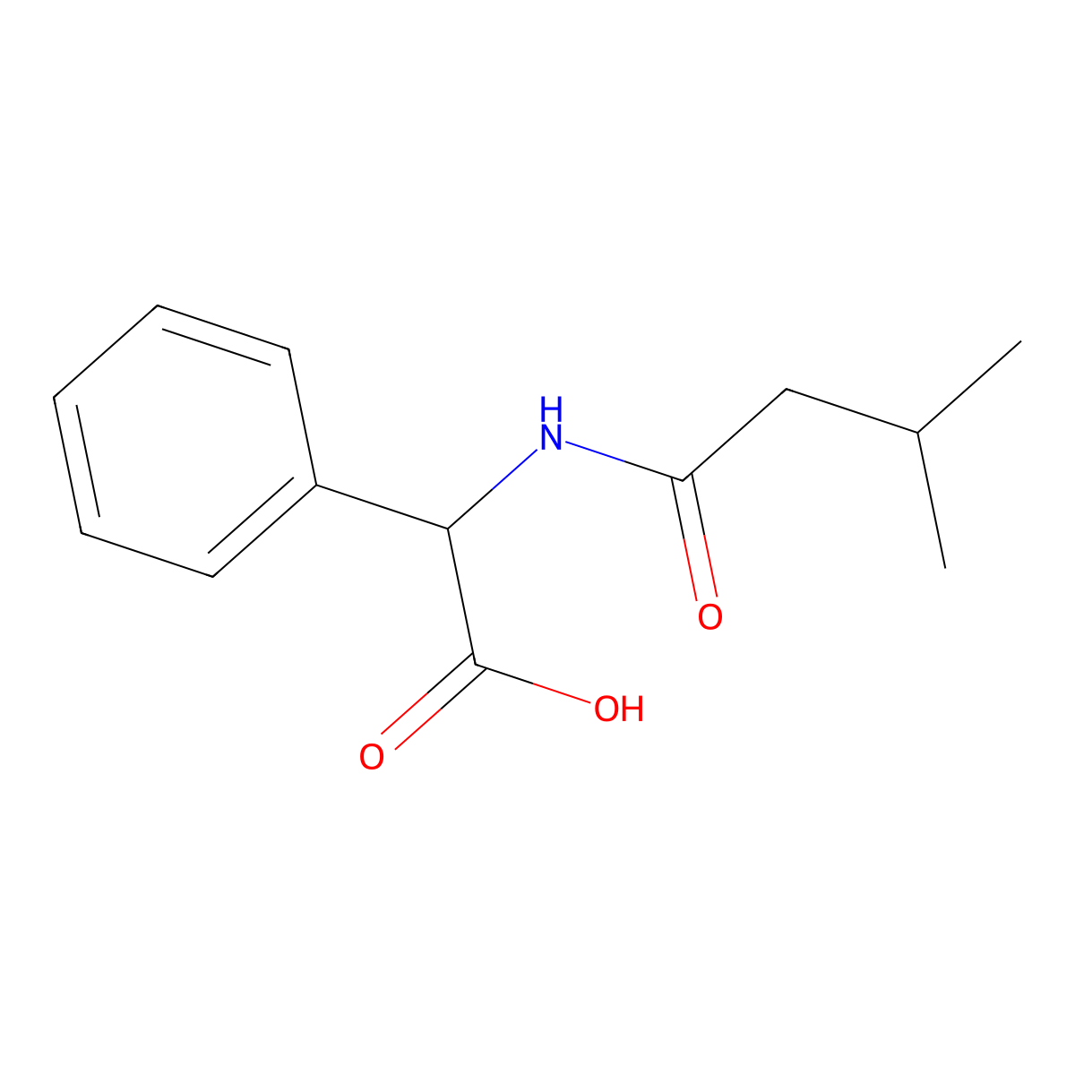 2-(3-Methylbutanamido)-2-phenylacetic acid molecular structure, CAS 60050-52-4