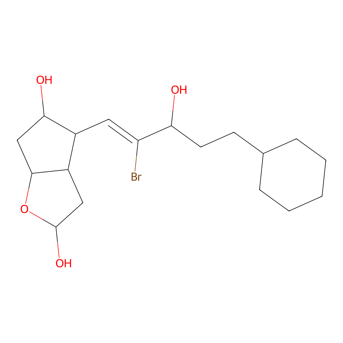 4-(2-Bromo-5-cyclohexyl-3-hydroxy-1-penten-1-yl)hexahydro-2H-cyclopenta[b]furan-2,5-diol molecular structure, CAS 60057-00-3