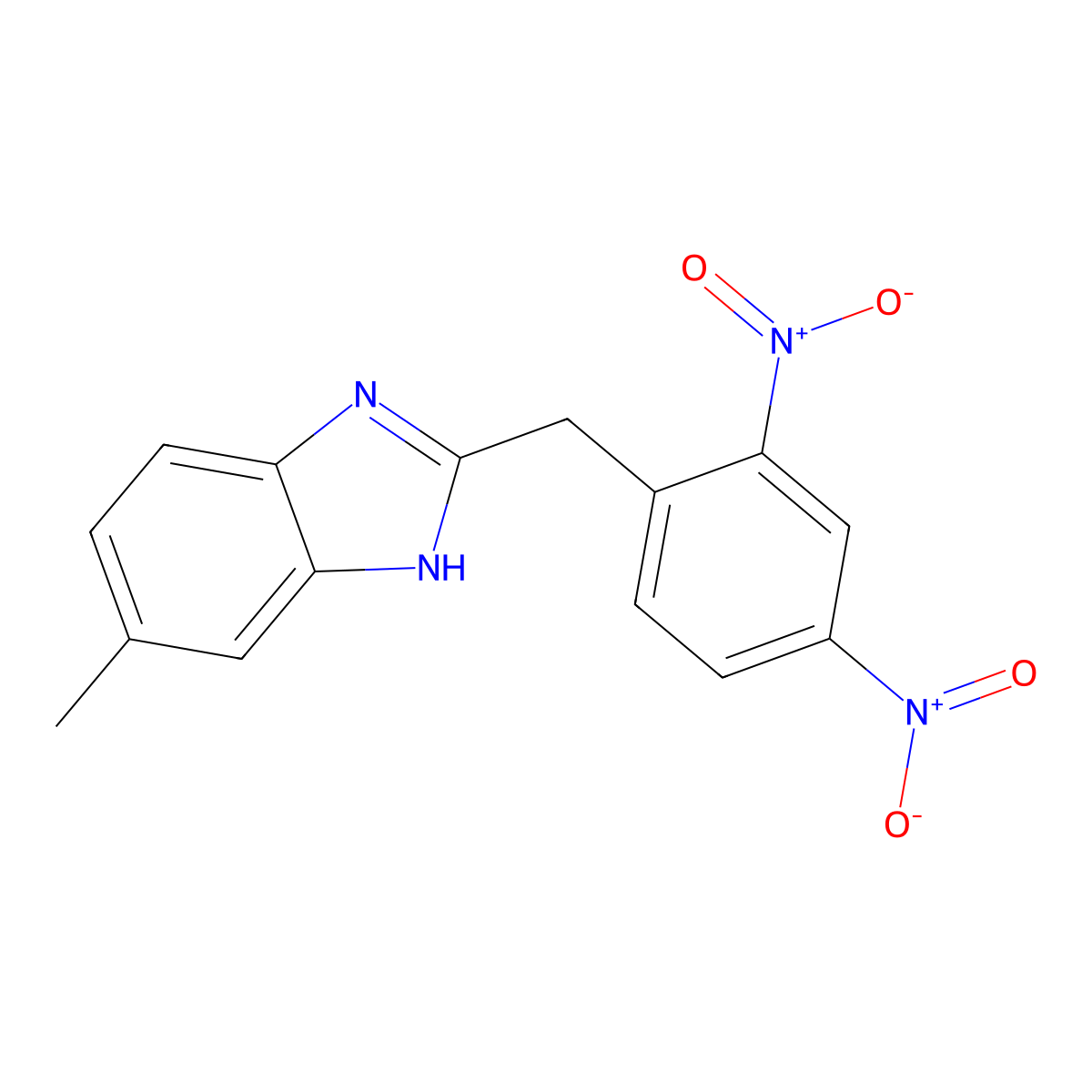 2-[(2,4-dinitrophenyl)methyl]-6-methyl-1H-benzimidazole molecular structure, CAS 60059-87-2