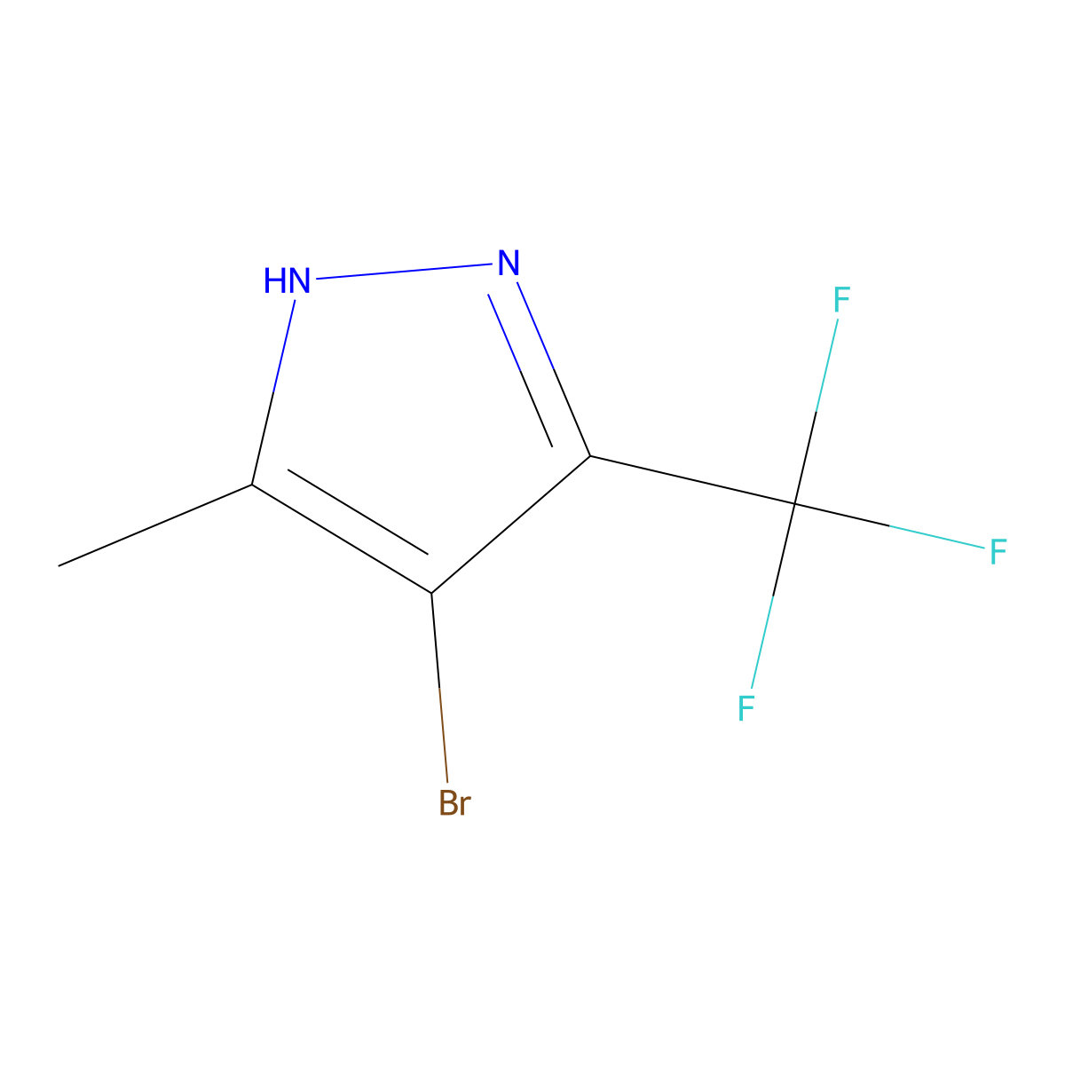 4-Bromo-3-methyl-5-(trifluoromethyl)pyrazole molecular structure, CAS 60061-68-9