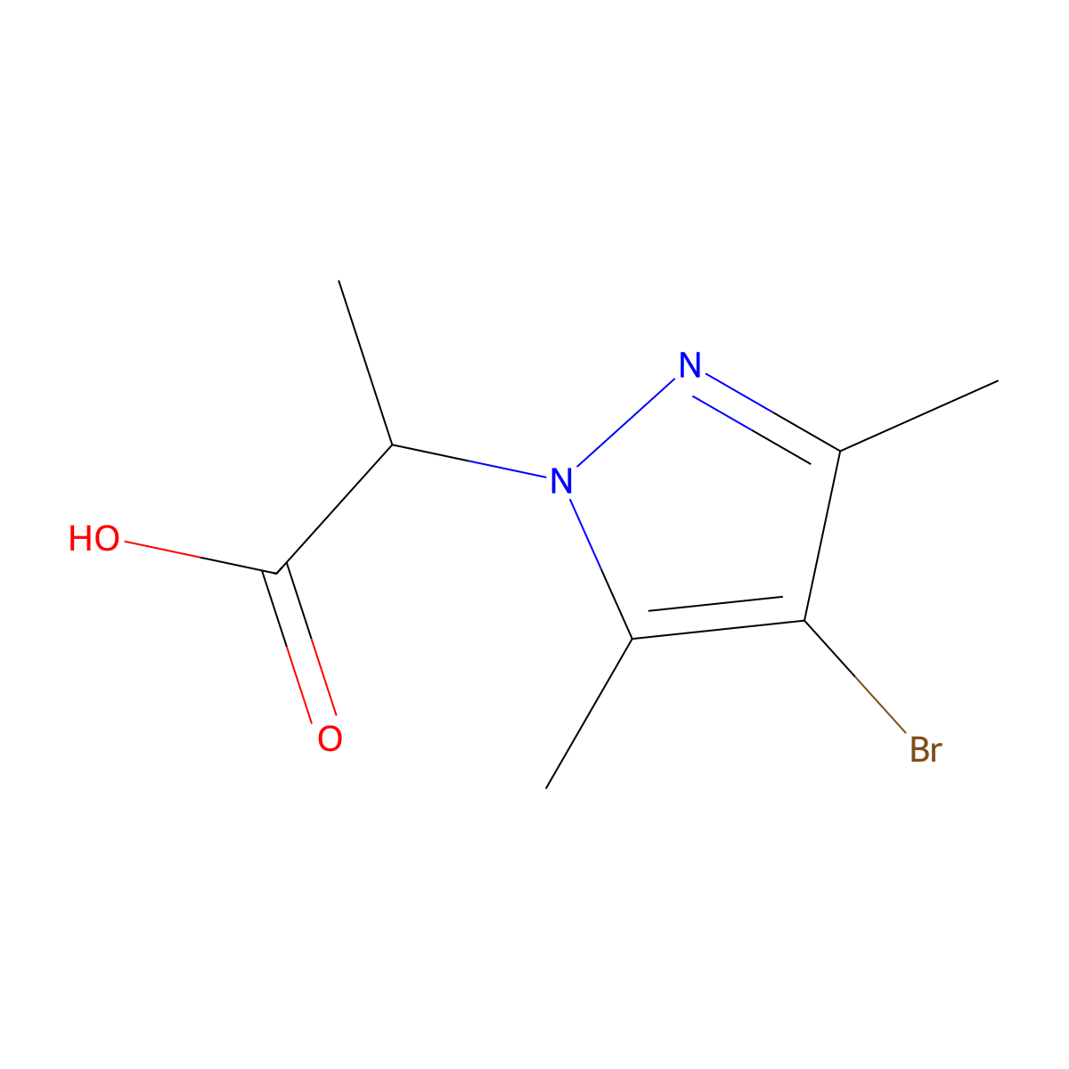 2-(4-bromo-3,5-dimethyl-1H-pyrazol-1-yl)propanoic acid molecular structure, CAS 60061-73-6