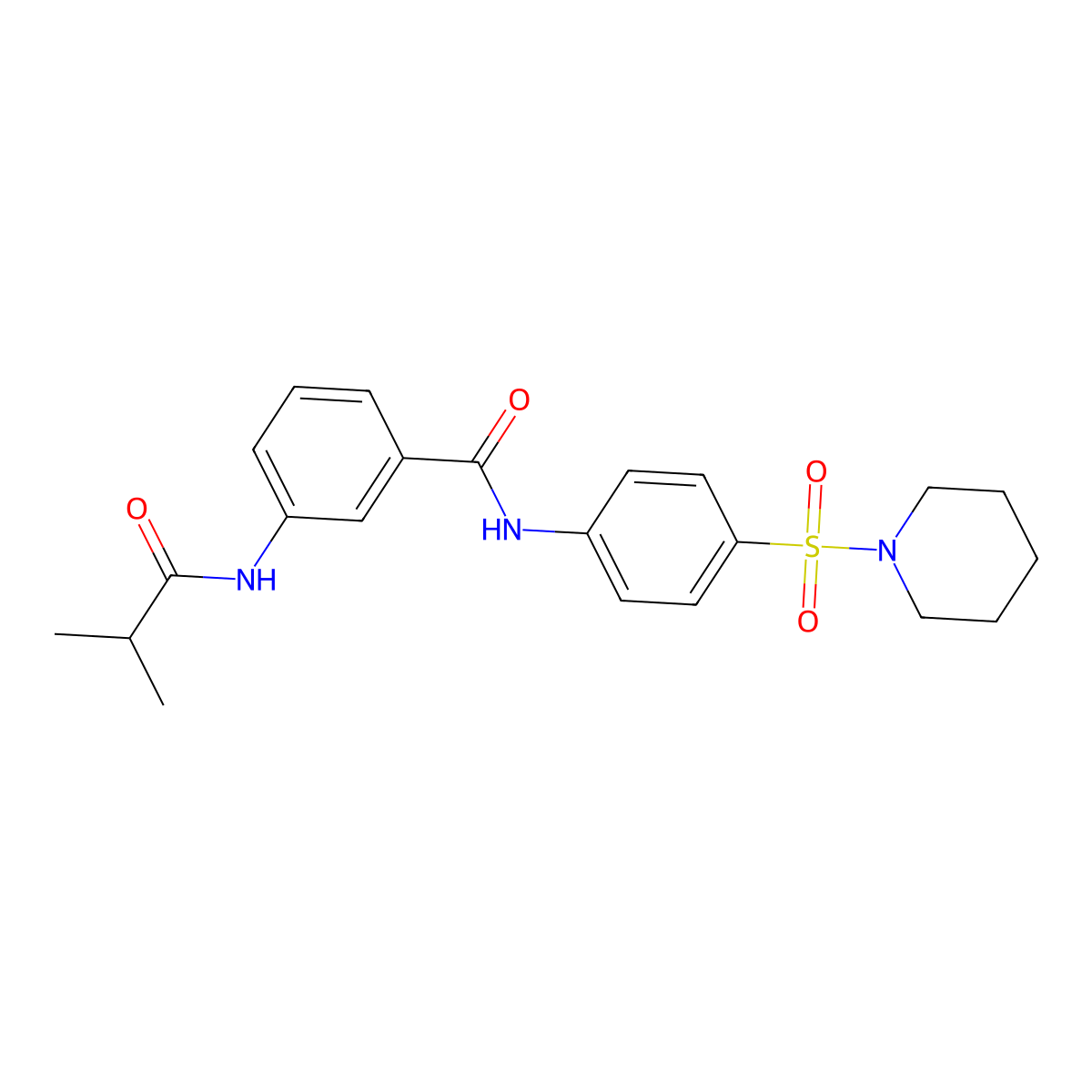 3-(2-methylpropanoylamino)-N-(4-piperidin-1-ylsulfonylphenyl)benzamide molecular structure, CAS 600640-78-6