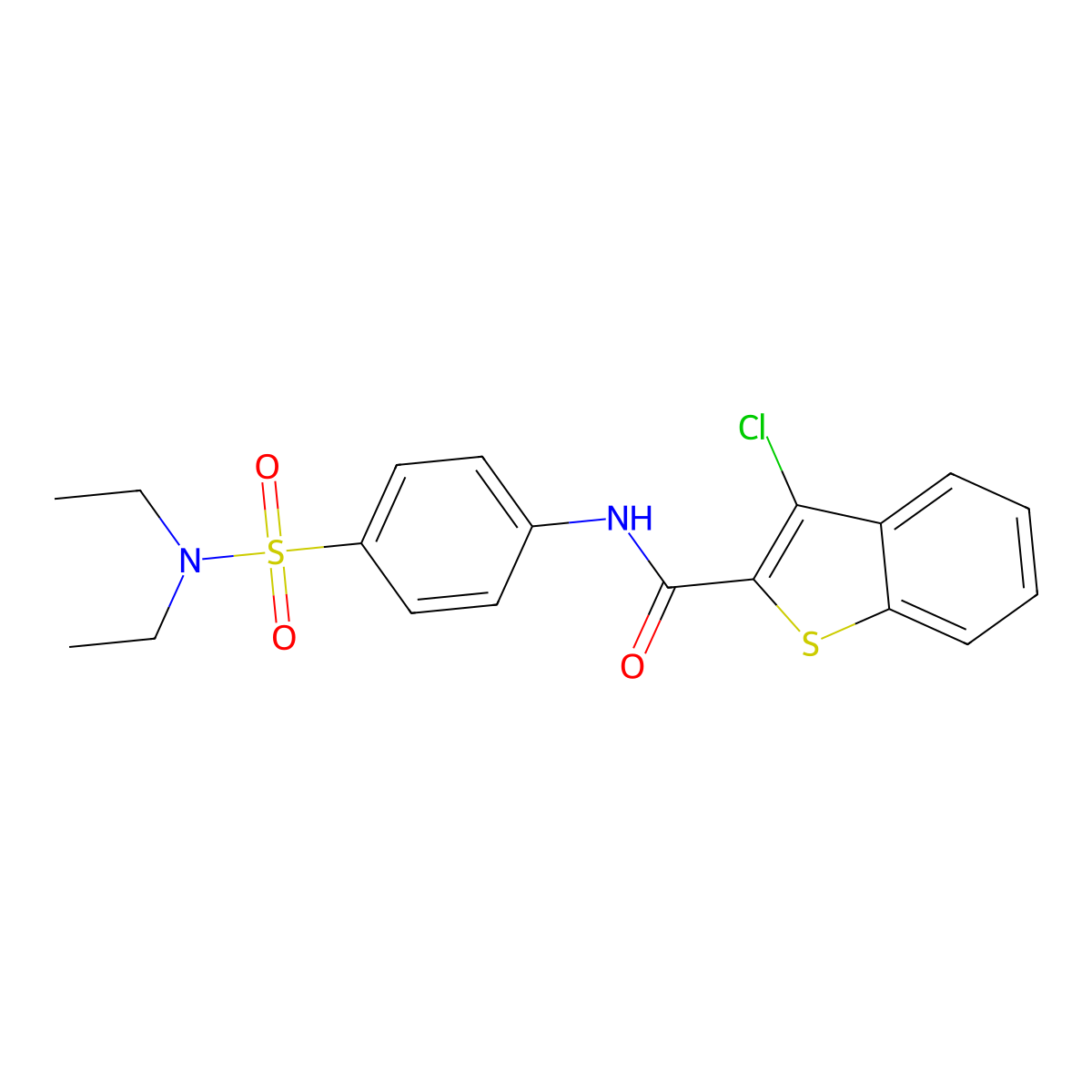 3-chloro-N-[4-(diethylsulfamoyl)phenyl]-1-benzothiophene-2-carboxamide molecular structure, CAS 600640-87-7
