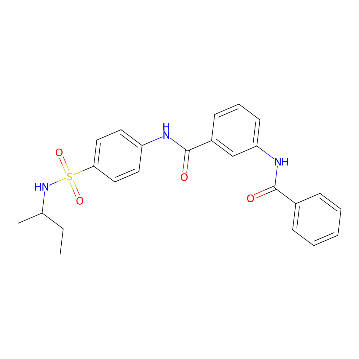 3-benzamido-N-[4-(butan-2-ylsulfamoyl)phenyl]benzamide molecular structure, CAS 600641-06-3