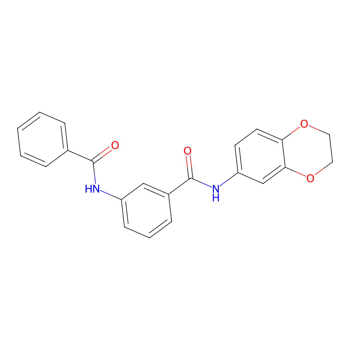 3-benzamido-N-(2,3-dihydro-1,4-benzodioxin-6-yl)benzamide molecular structure, CAS 600641-11-0