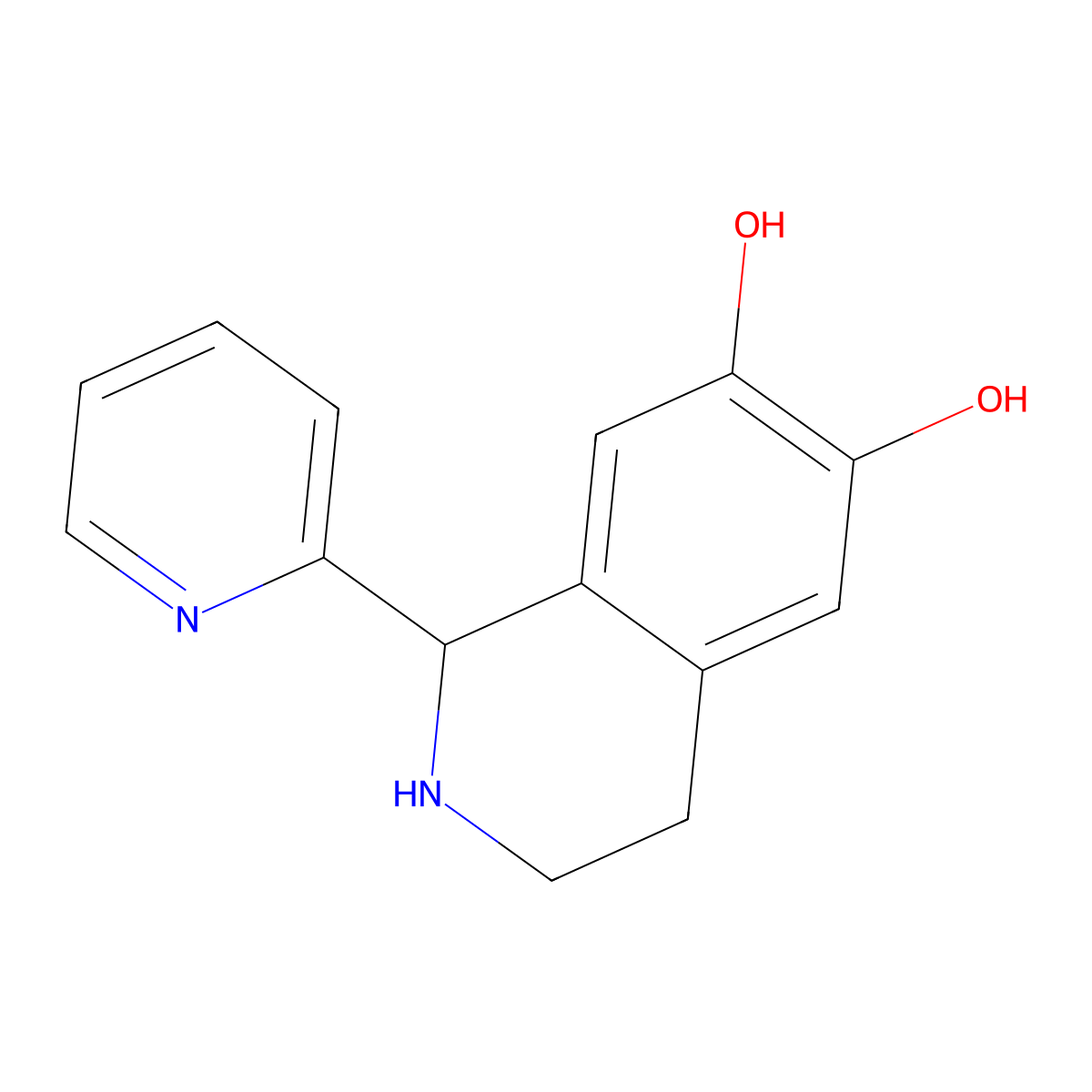 1,2,3,4-Tetrahydro-1-(2-pyridinyl)-6,7-isoquinolinediol molecular structure, CAS 600647-73-2