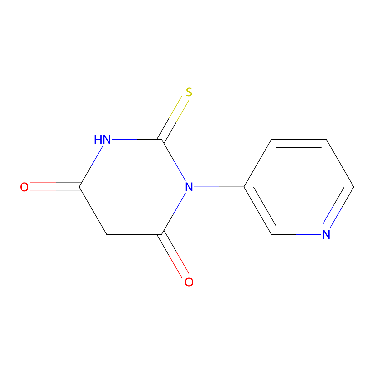 1-(Pyridin-3-yl)-2-sulfanylidene-1,3-diazinane-4,6-dione molecular structure, CAS 600654-15-7