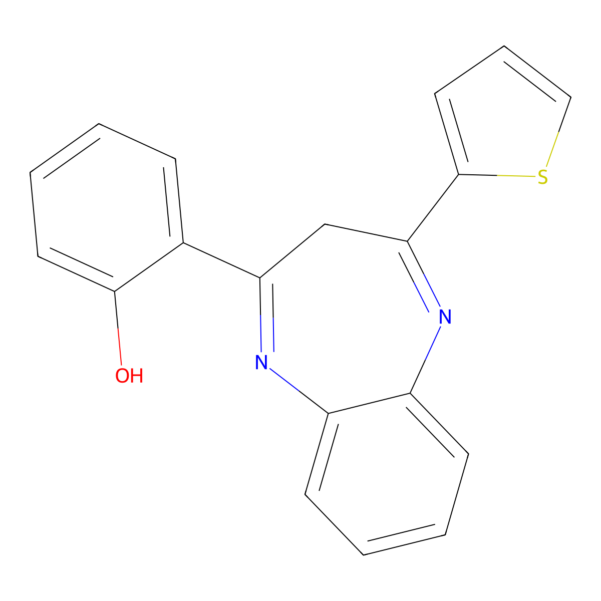2-[4-(2-thienyl)-3H-1,5-benzodiazepin-2-yl]phenol molecular structure, CAS 60072-82-4