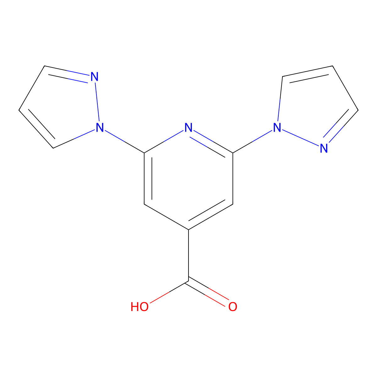 2,6-di(1H-pyrazol-1-yl)isonicotinic acid molecular structure, CAS 600727-96-6