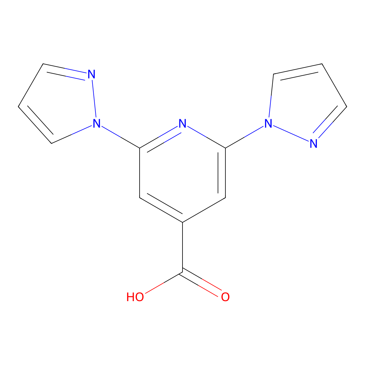2,6-di(1H-pyrazol-1-yl)isonicotinic acid molecular structure, CAS 600727-96-6