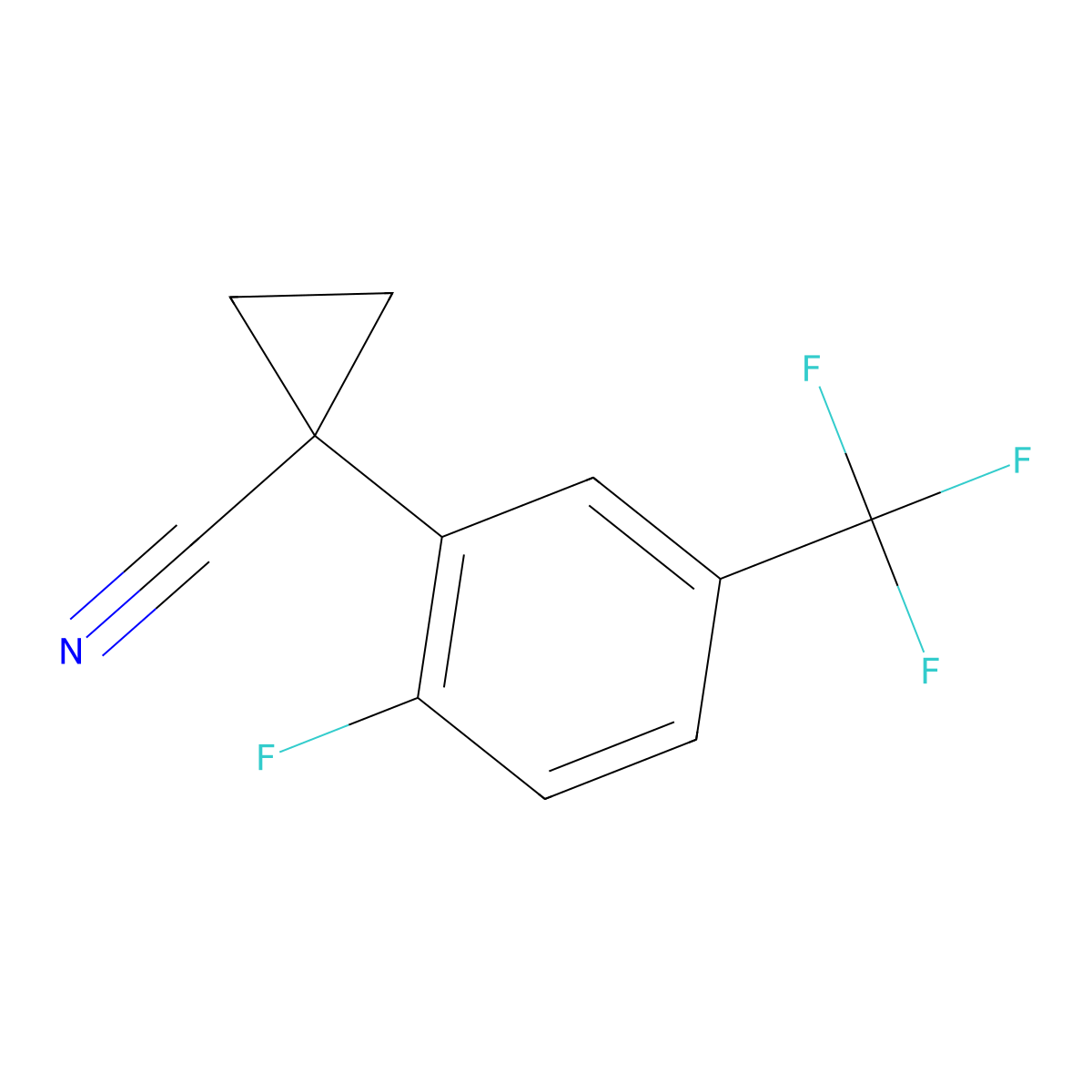 1-[2-Fluoro-5-(trifluoromethyl)phenyl]cyclopropane-1-carbonitrile molecular structure, CAS 600730-92-5