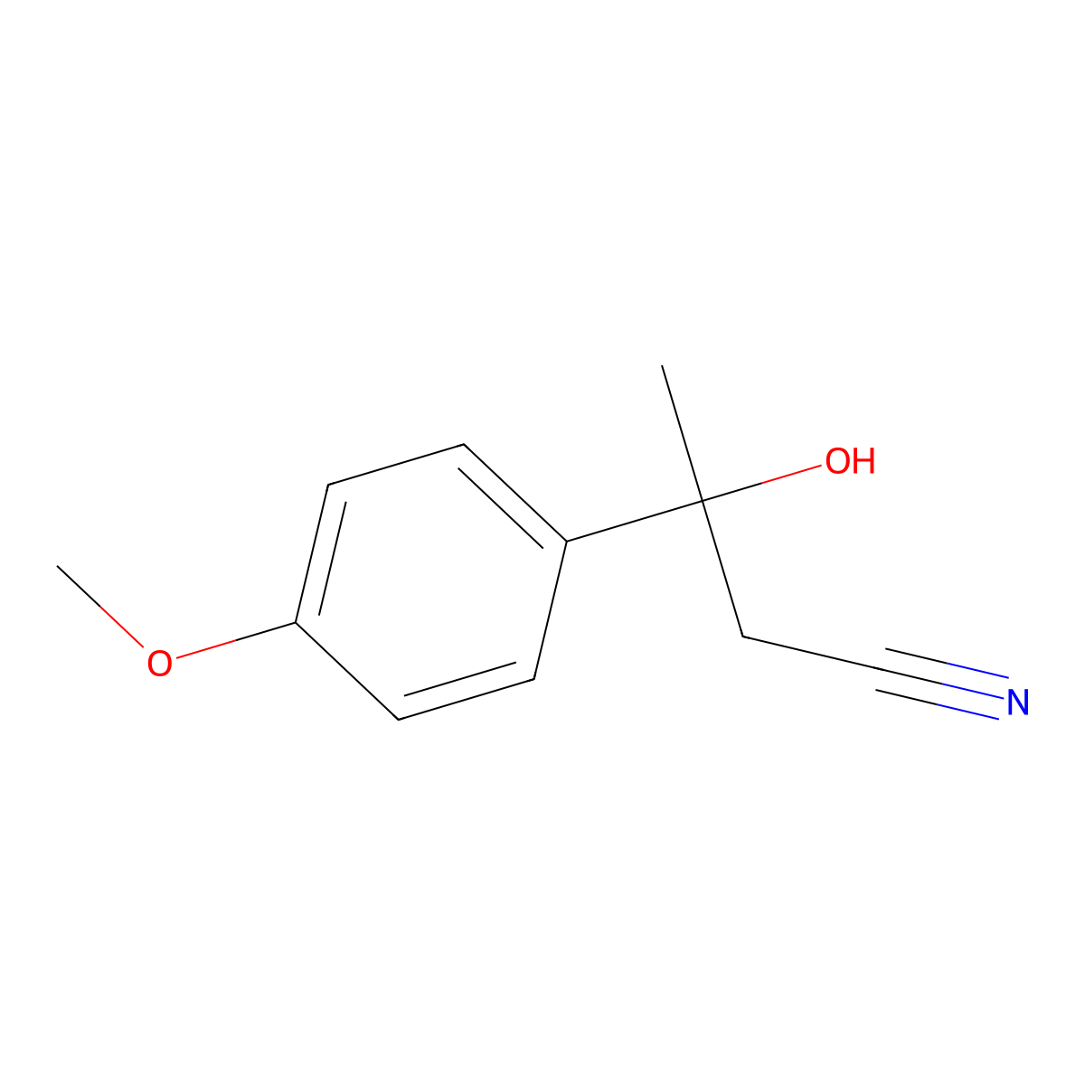 3-Hydroxy-3-(4-methoxyphenyl)butanenitrile molecular structure, CAS 600735-58-8