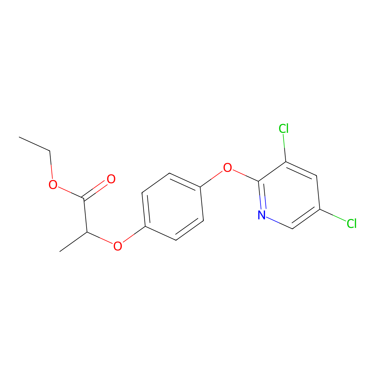 Propanoic acid, 2-[4-[(3,5-dichloro-2-pyridinyl)oxy]phenoxy]-, ethyl ester molecular structure, CAS 60074-47-7