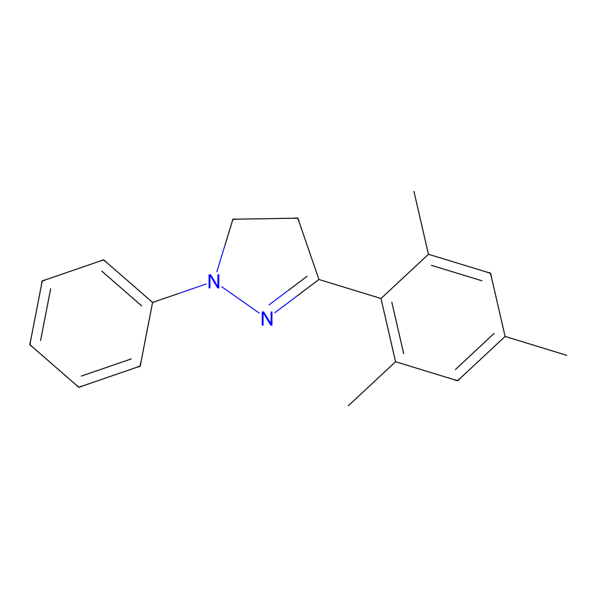 1-Phenyl-3-mesityl-2-pyrazoline molecular structure, CAS 60078-97-9