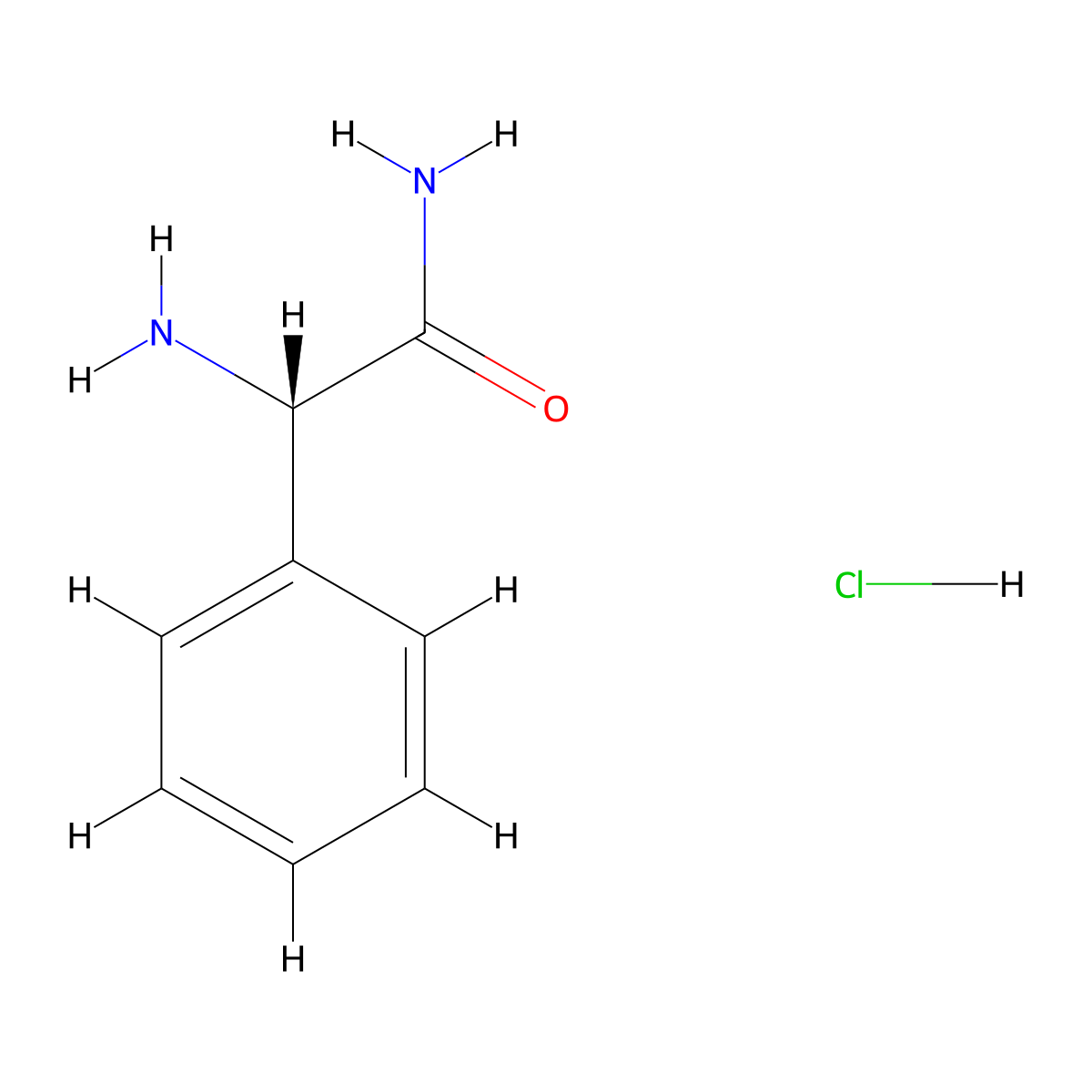 (2S)-2-Amino-2-phenylacetamide--hydrogen chloride (1/1) molecular structure, CAS 60079-51-8
