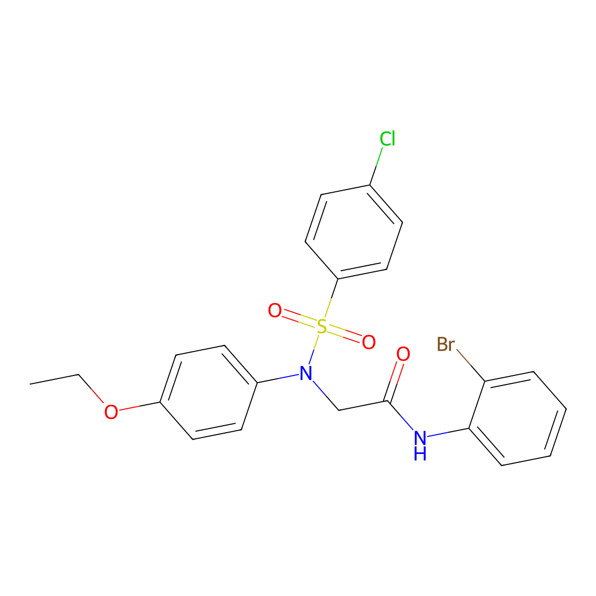 N-(2-Bromophenyl)-2-[(4-chlorophenyl)sulfonyl-(4-ethoxyphenyl)amino]acetamide molecular structure, CAS 6008-46-4